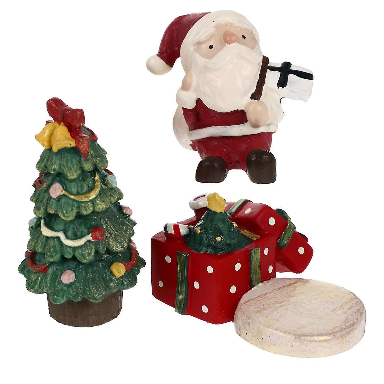 Epoxy Resin Ornaments Gift Box Shape Lovely Christmas Elements Design for Party Decoration Home and Office Use Resin Material 3Pcs