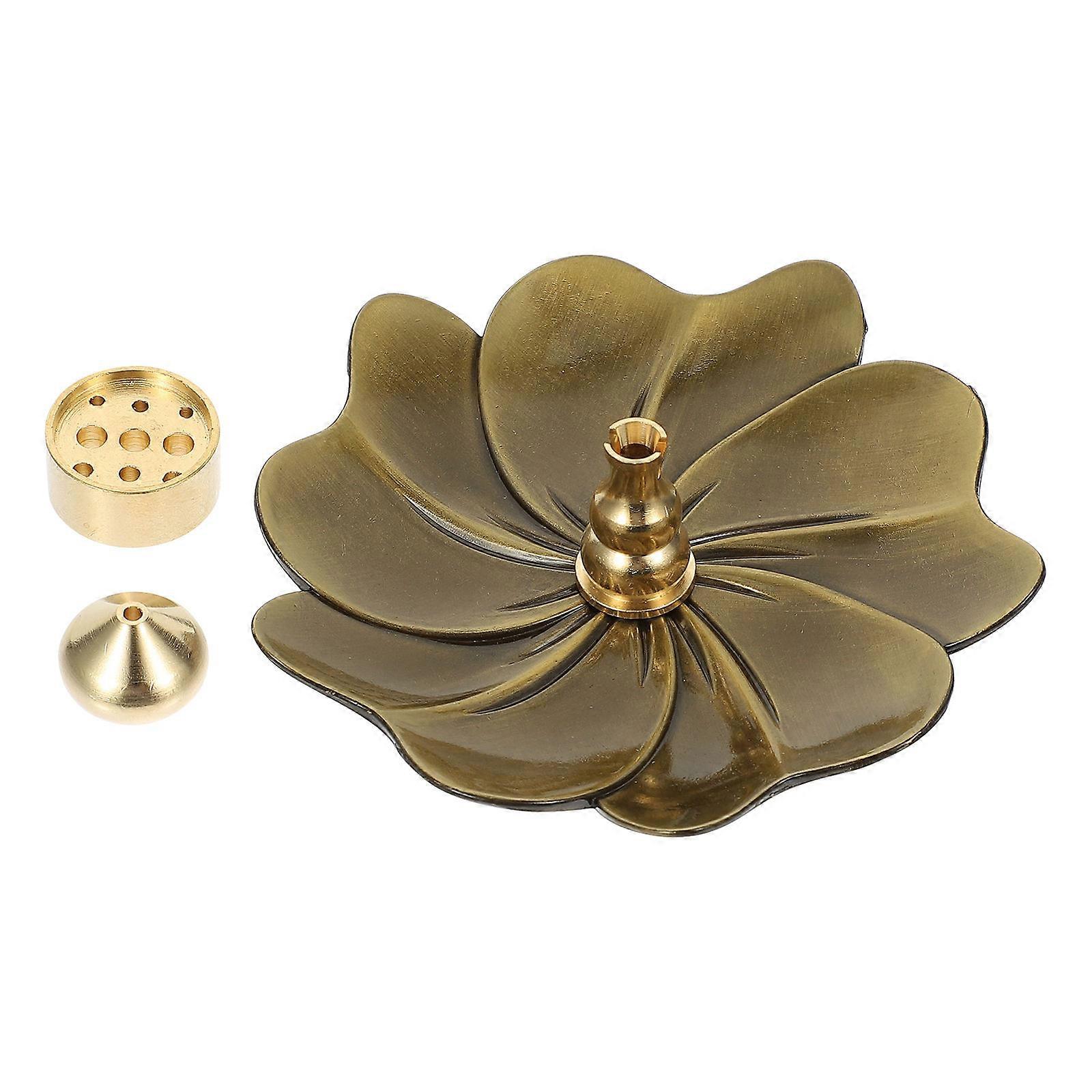 Vintage Style Golden Flower Incense Holder Tray – Lightweight Desktop Burner for Meditation, Home, Office, Tearoom & Aromatherapy Decoration