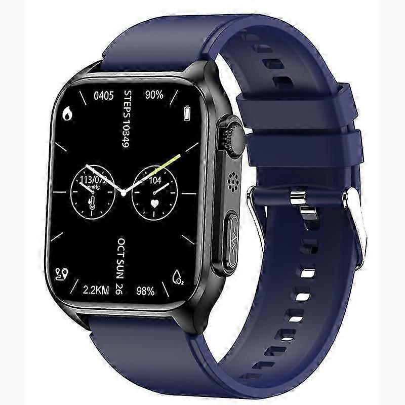 Smartwatch with Bluetooth Calling, ECG, Non-Invasive Blood Sugar Monitoring, Temperature, Heart Rate, Sleep Tracking, and Sports Modes(Blue)