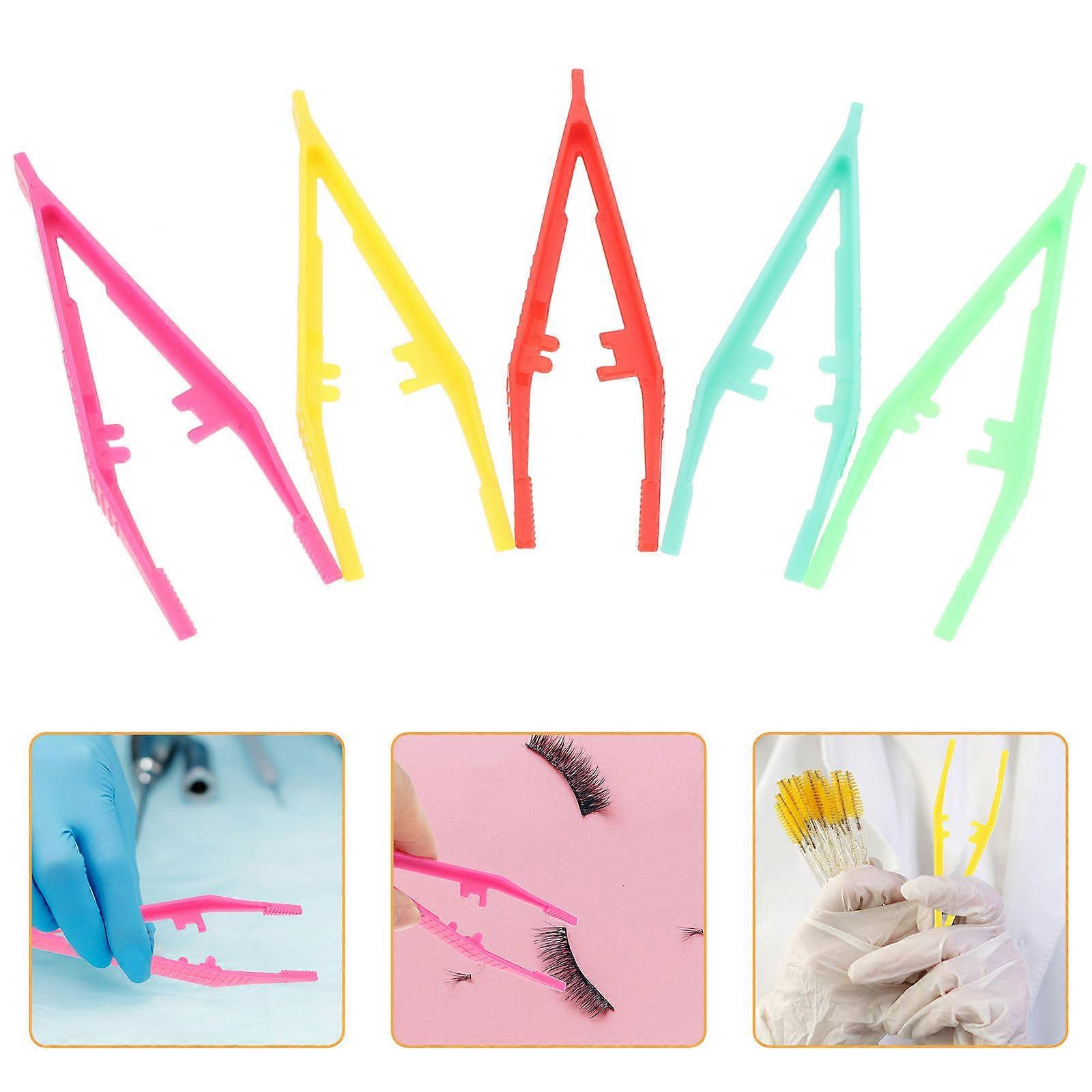 Pointed Tip Plastic Tweezers Modeling Tweezers For Crafting Assorted Color 20Pcs