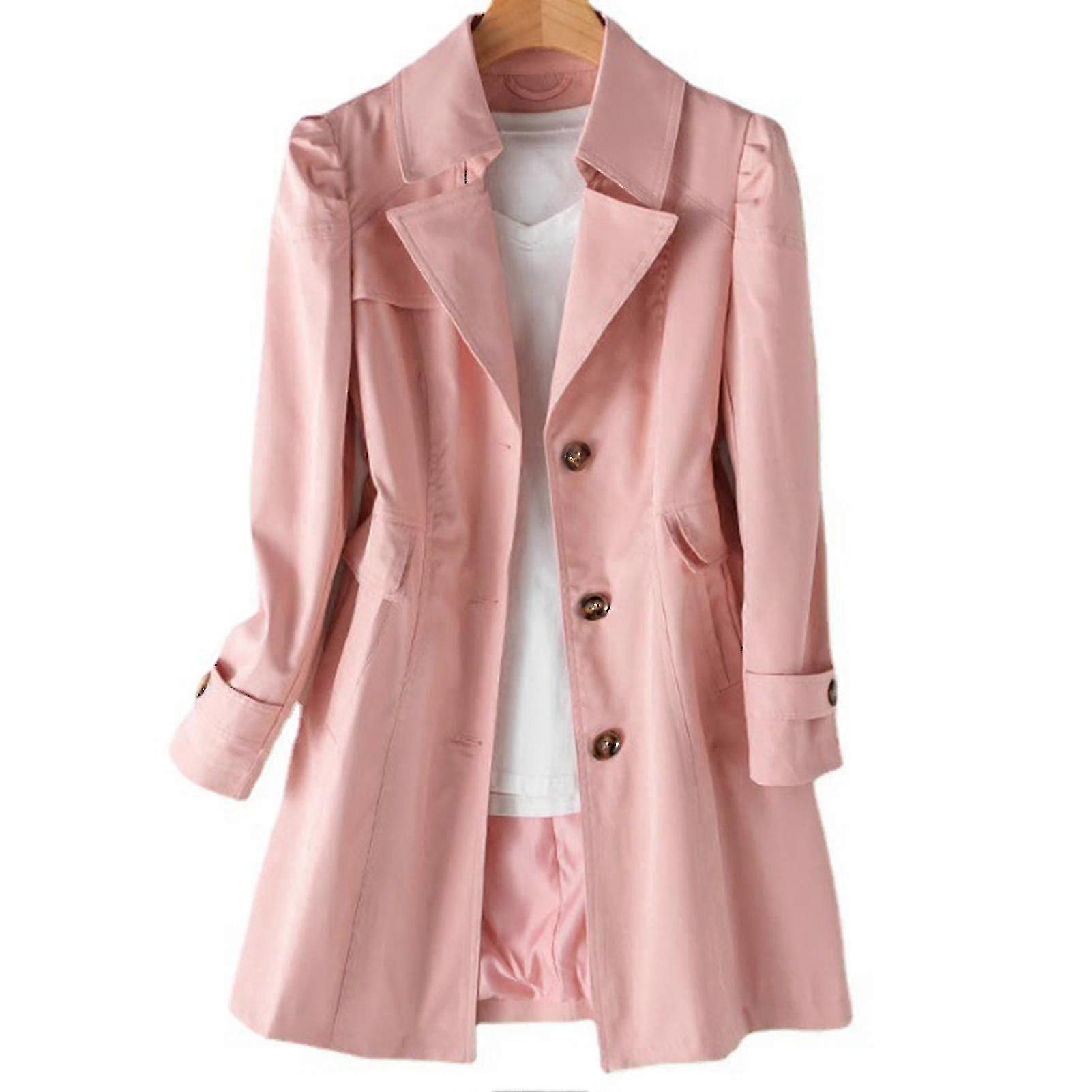 Trench coat trespassado para mulher - manga comprida oversize com bolsos