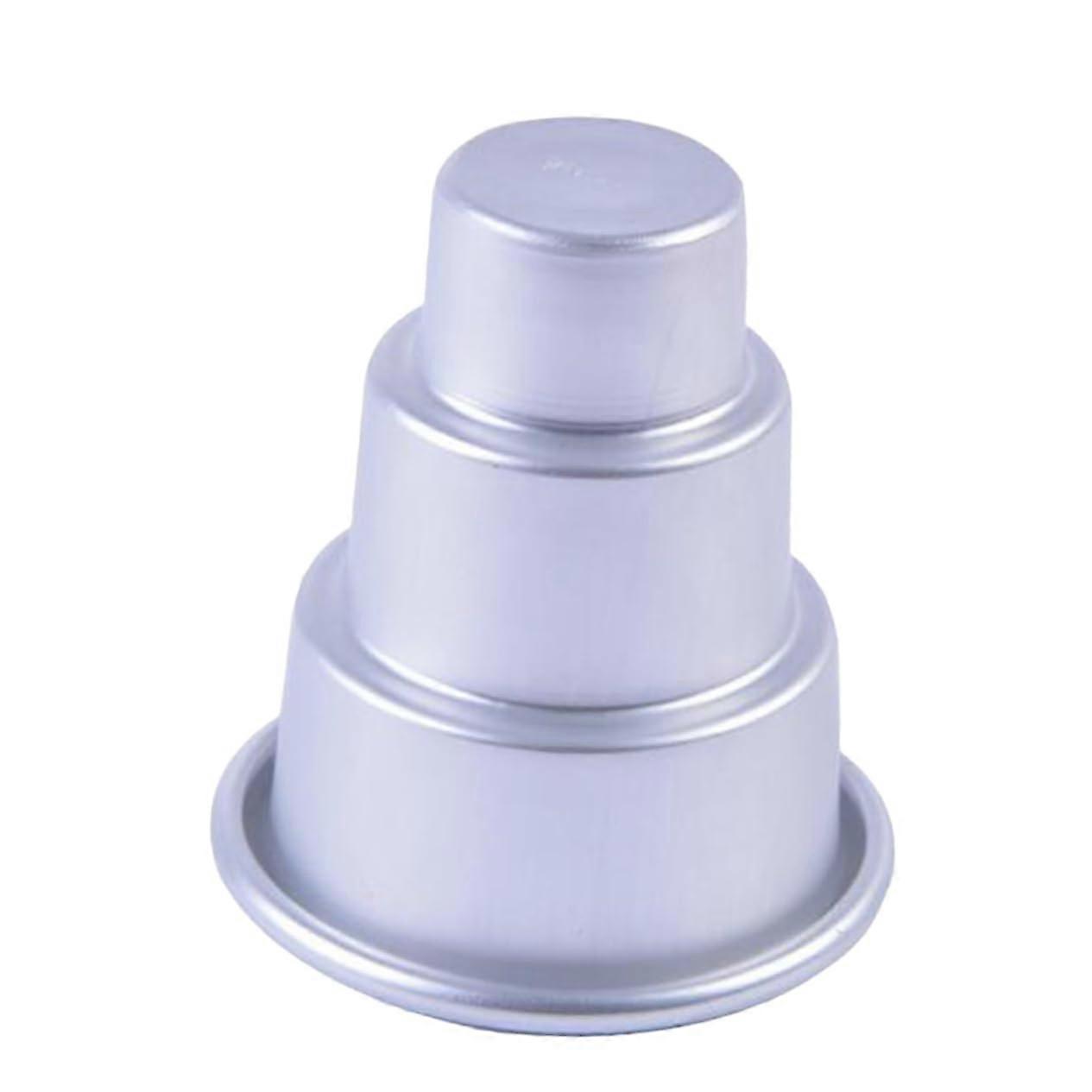Pudding Mold Set 3-Piece Round Tin Silver Cupcake Pan Pudding Forms Muffin Cake Tin Tiered 6x8 cm