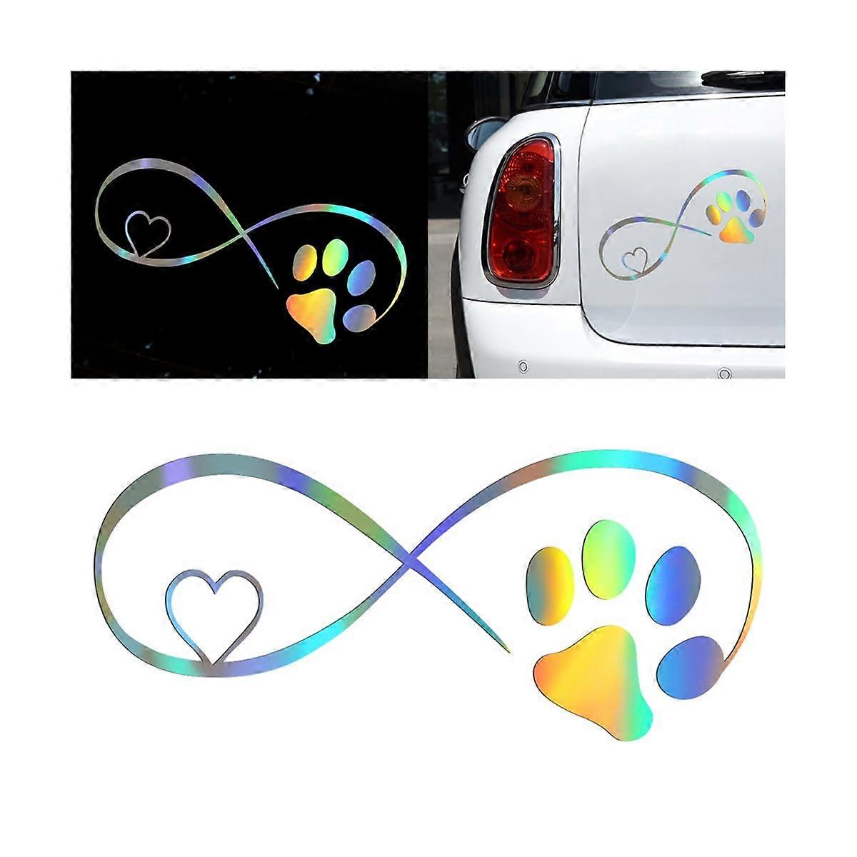 Dog Paw Print Car Sticker Waterproof Colorful Laser Decal for Windows Laptops Self-Adhesive