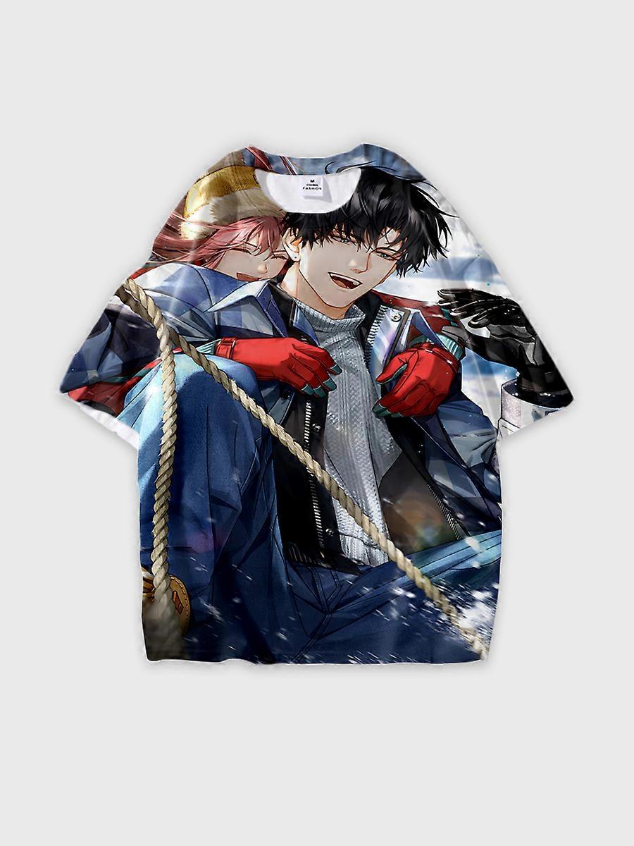 T-shirt round neck Role Pattern loose short sleeve E2987