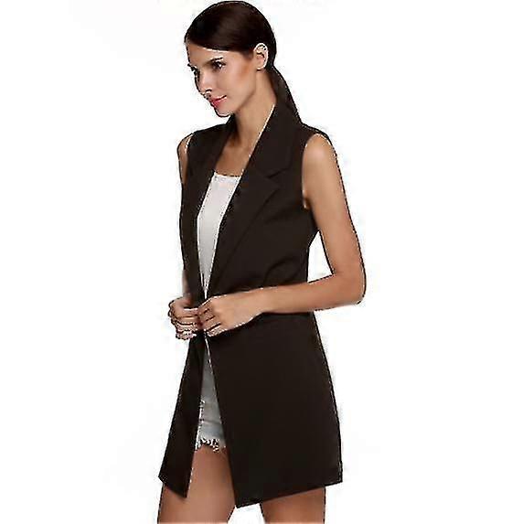 Womens Sleeveless Blazers Jacket Long Suit Vest Open Front Cardigan