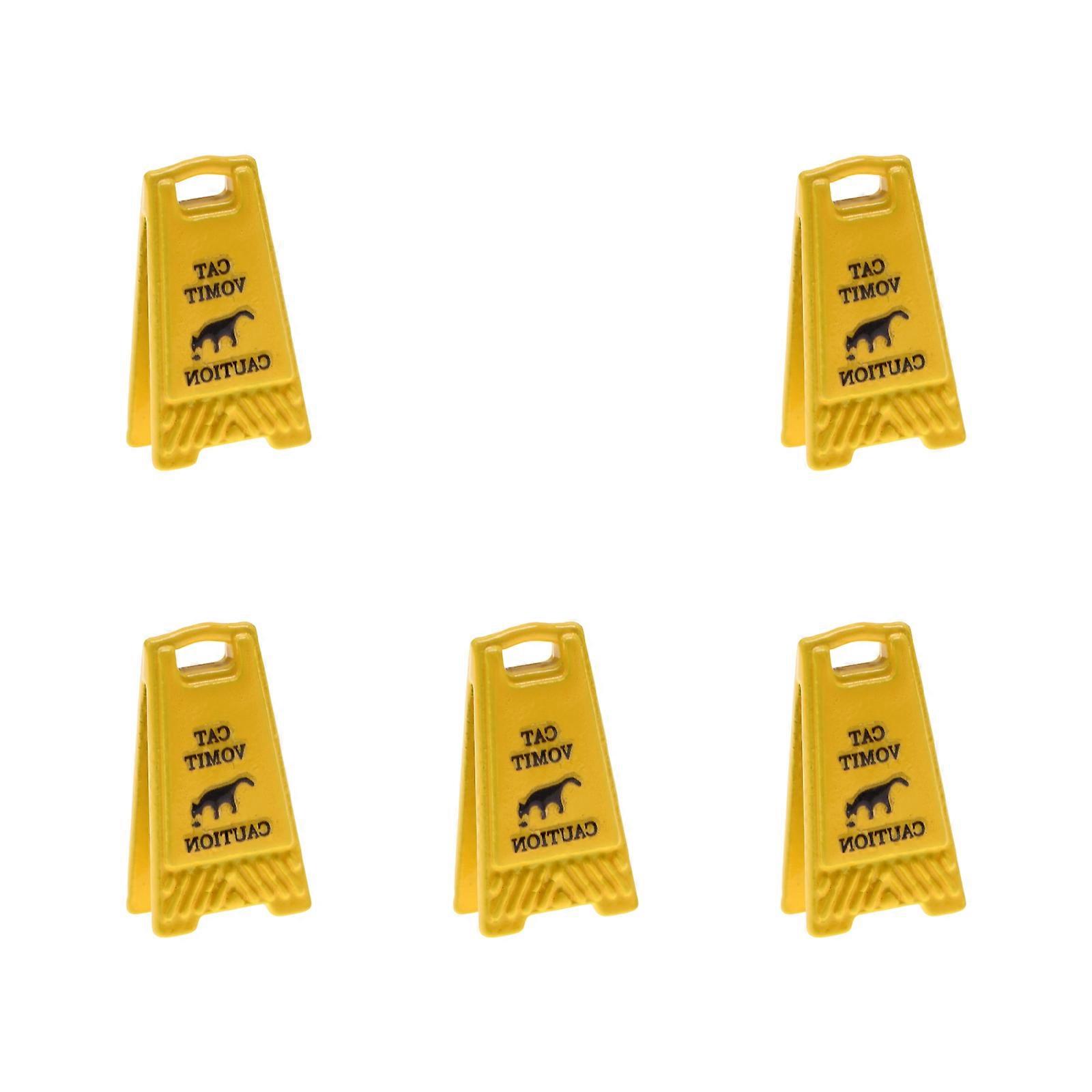 Realistic Miniature Caution Sign for Dollhouses Scene Pet Accident Simulation Slip Warning Plate Multicolor