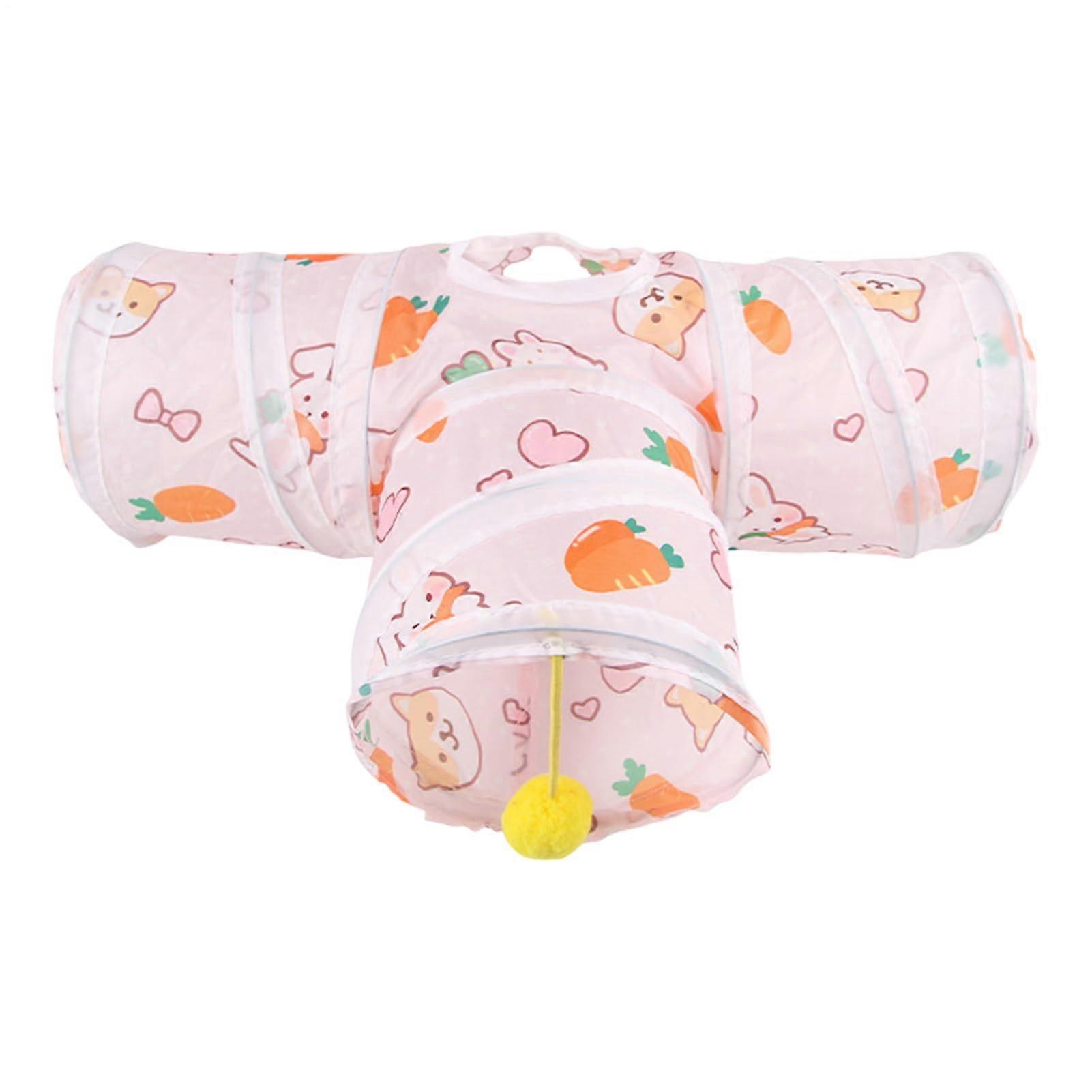 Hamster Tunnel, Rabbit Tunnel, Small Pet Exercise Tubes, Folding Rabbit Tunnel with Play Ball