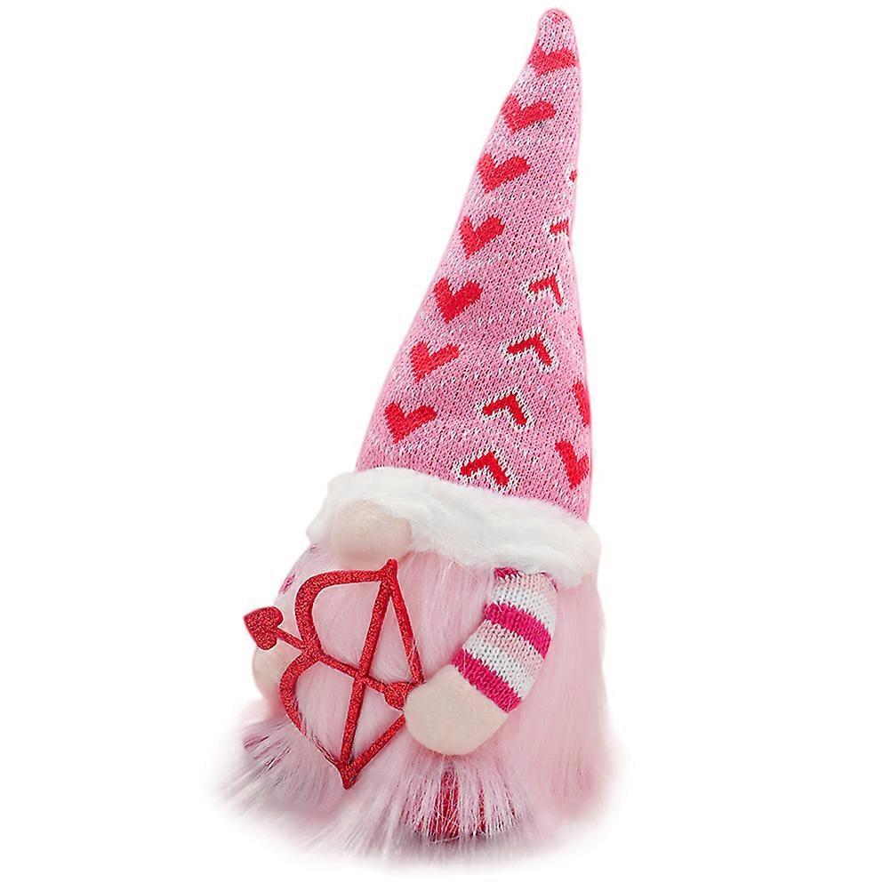 Adorable Valentine Gnome Decor Plush Dwarf Doll for Home Decoration Multi Felt and Plush