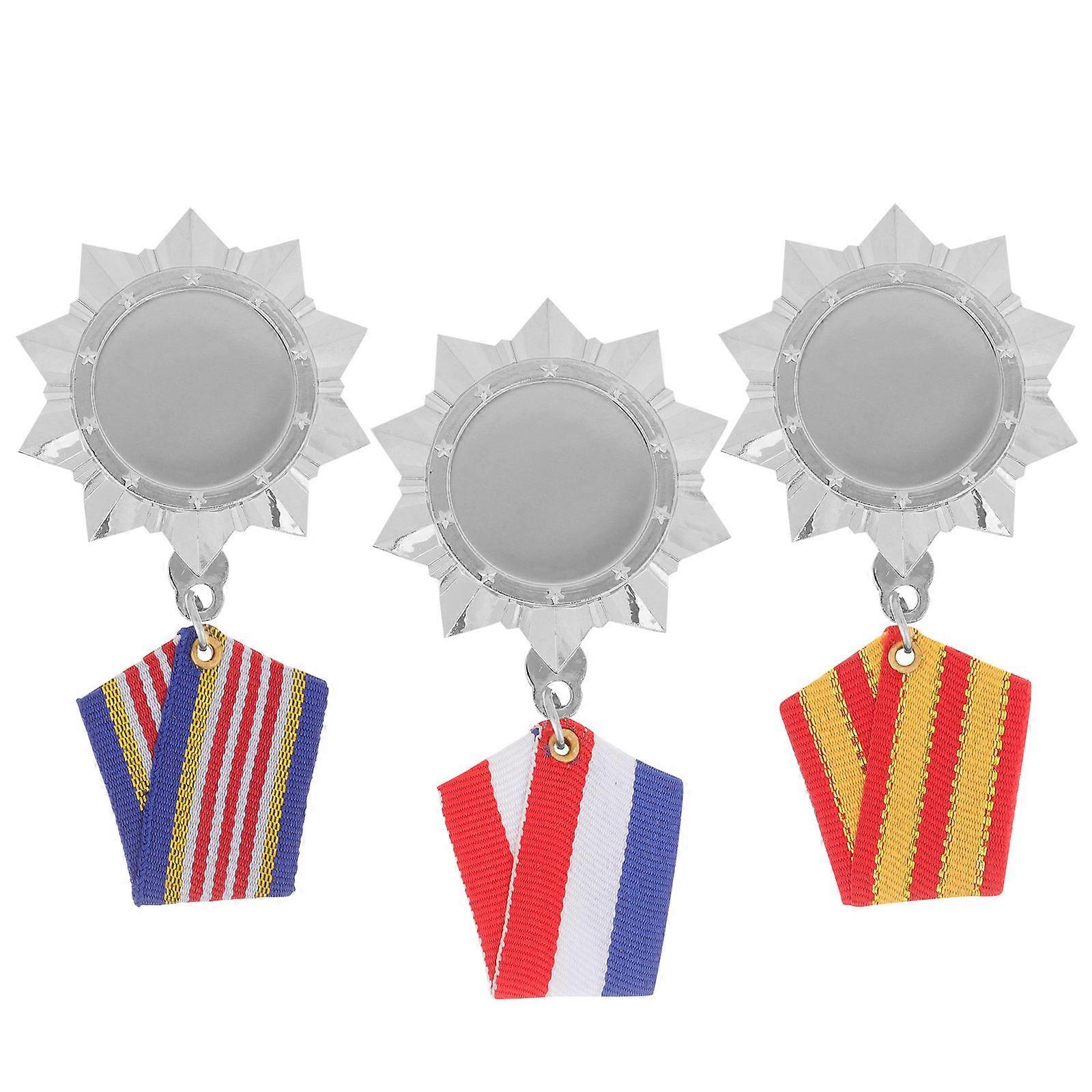 3pcs Alloy Award Medals for Independence Day Party Decor with Assorted Color and Smooth Surface