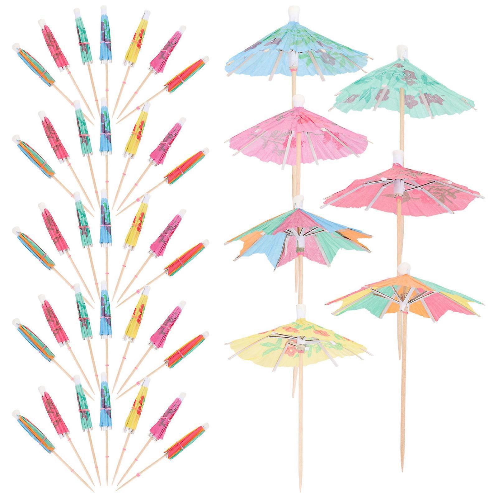 Hawaiian Party Picks with Assorted Color Paper Umbrellas for Drink and Food Decoration 90pcs