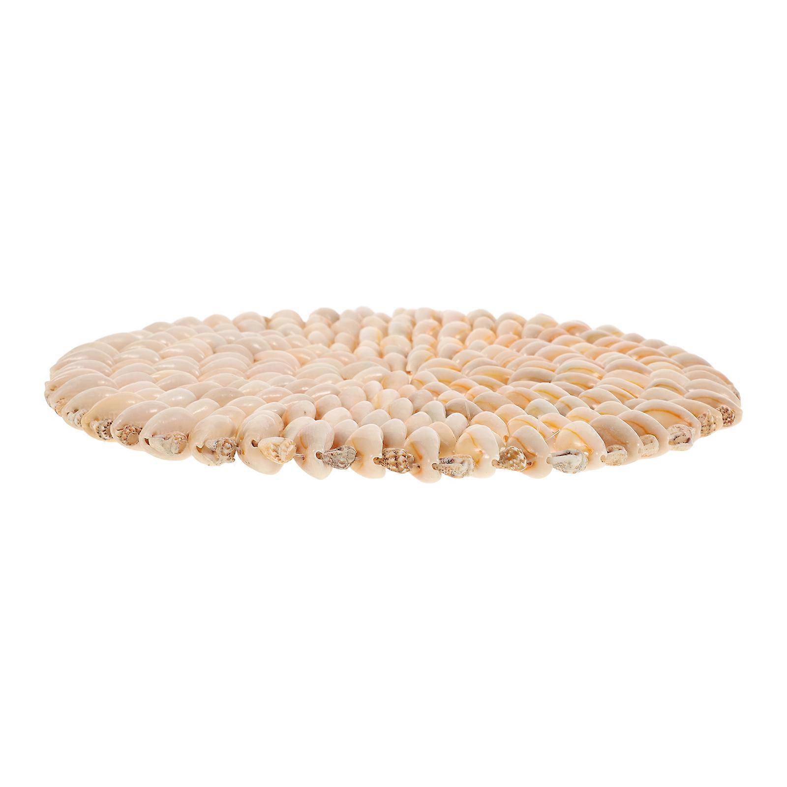 Cup Coasters Table Insulation Pads Seashell Rustic Style Home Use Beige 20x20x1 Cm 1Set