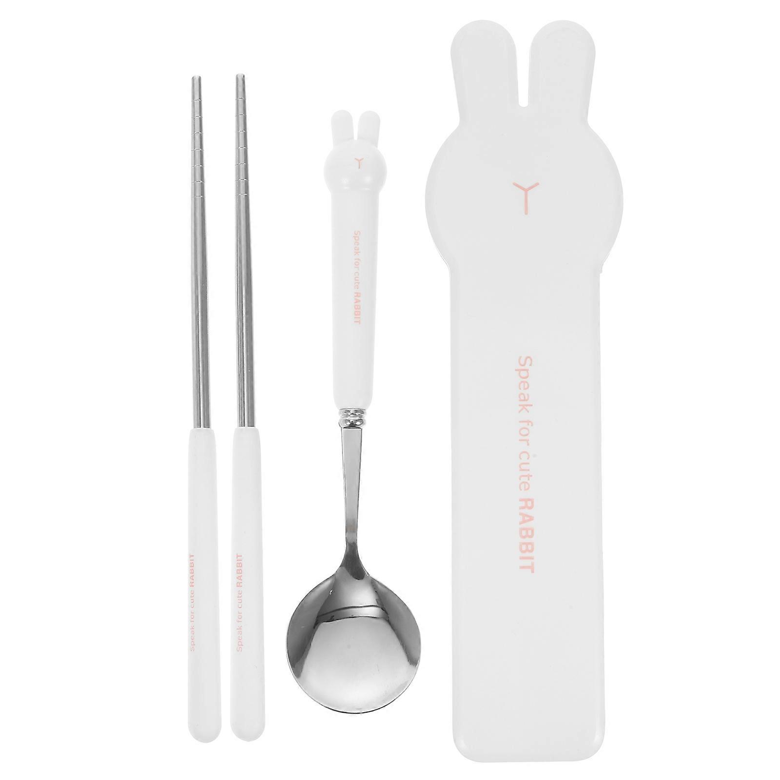 Reusable Stainless Steel Cutlery Set with Case – Portable Spoon and Chopsticks for Students, Office Workers, Outdoor Use – Lightweight, Easy to Clean