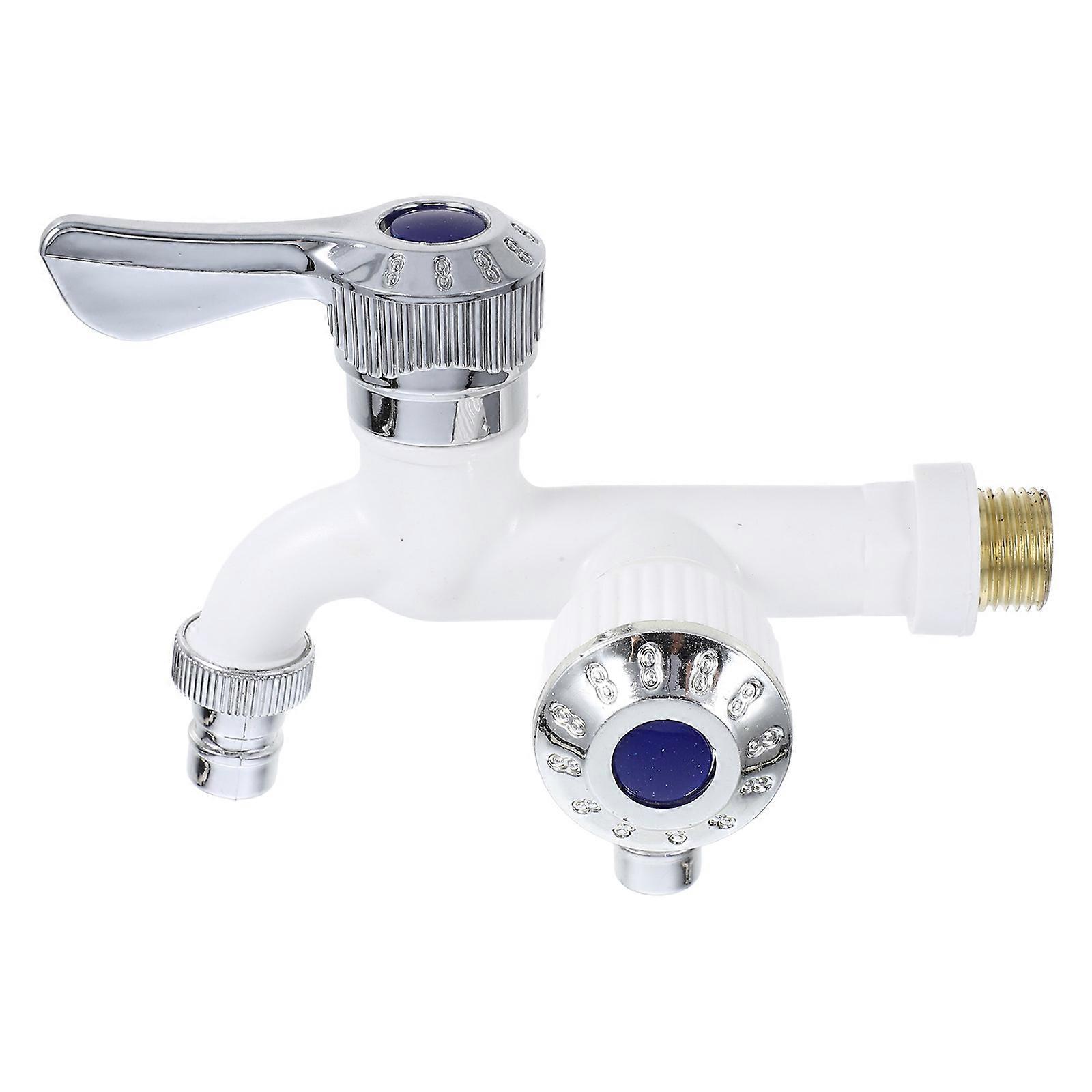 White Washing Machine Faucet with Dual Outlets for Home Use Wall Mounted ABS and Metal Construction