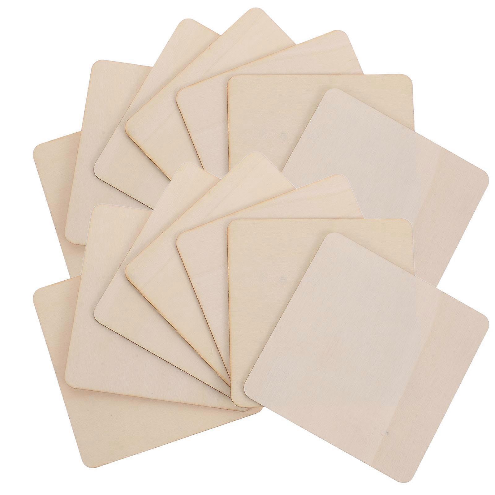 Small Unfinished Natural Wood Slices for Craft Khaki Color Versatile Use in Carving and Painting 10*10 cm