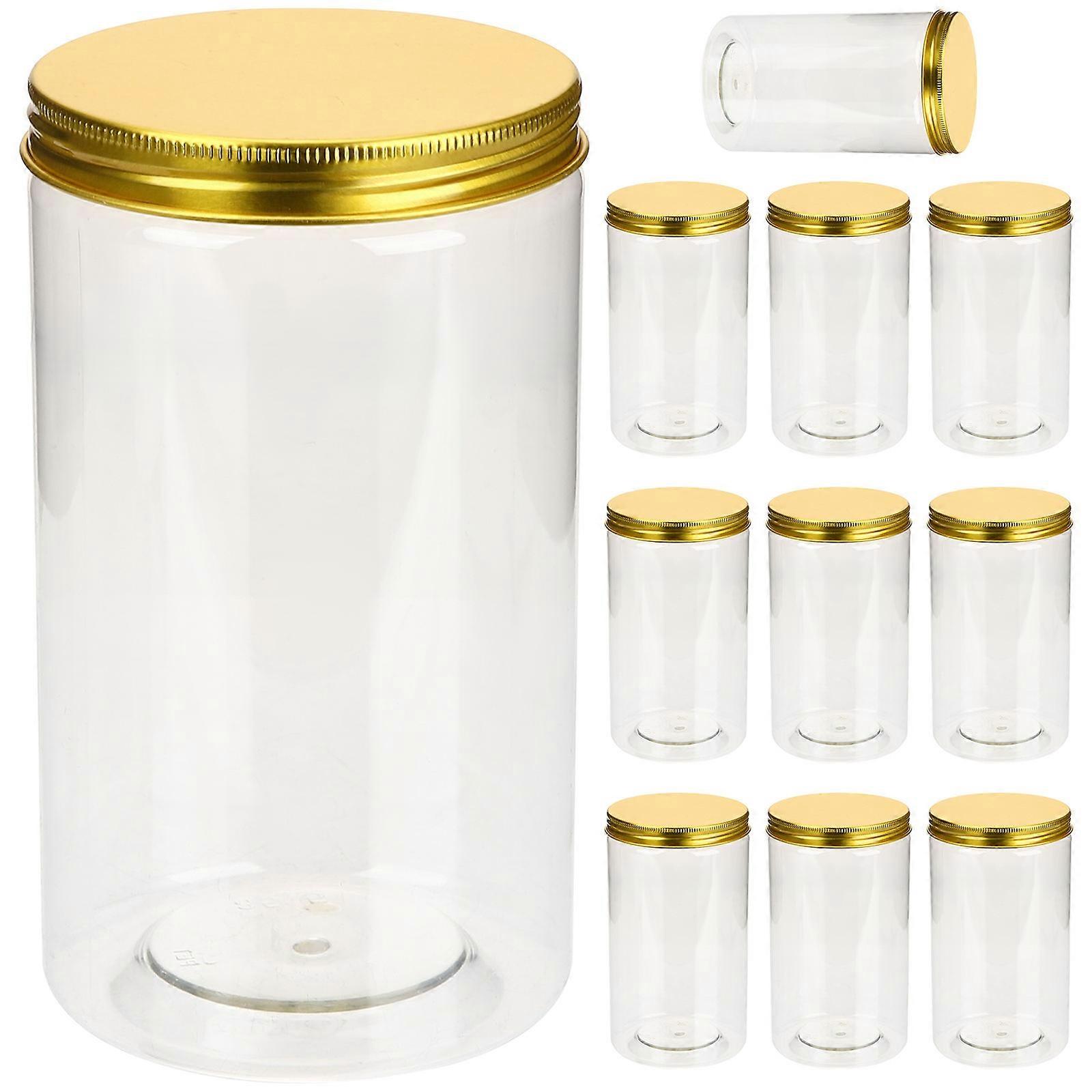 Transparent Plastic Spice Containers with Aluminum Lids Airtight Sealing Jars for Home Use 750ml