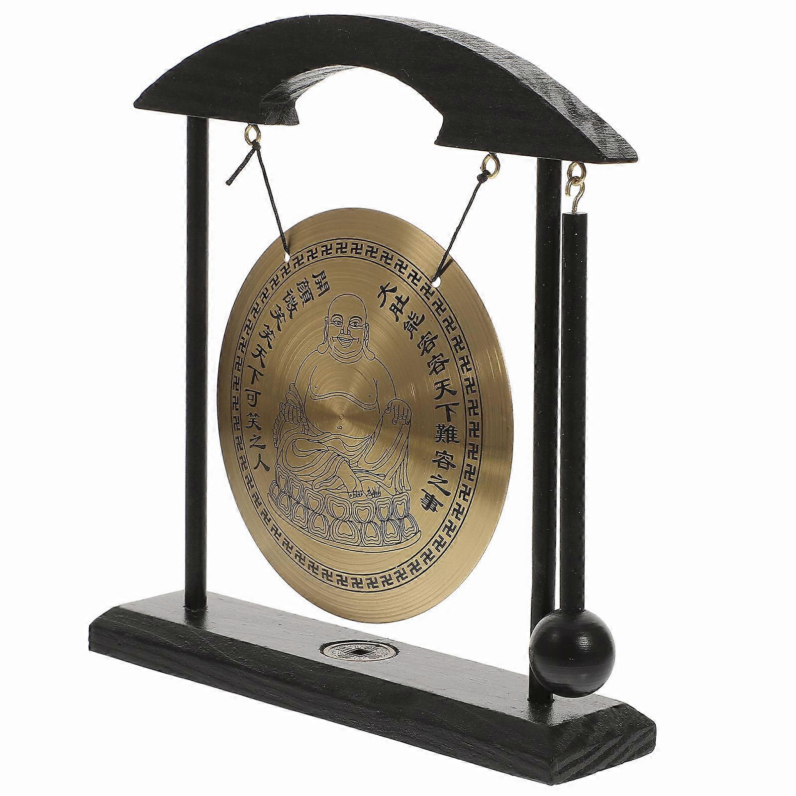 Unique Gong Craft Wood Material Gong Shape Indoor Use Relaxing Sound Zen Style 1 Gong