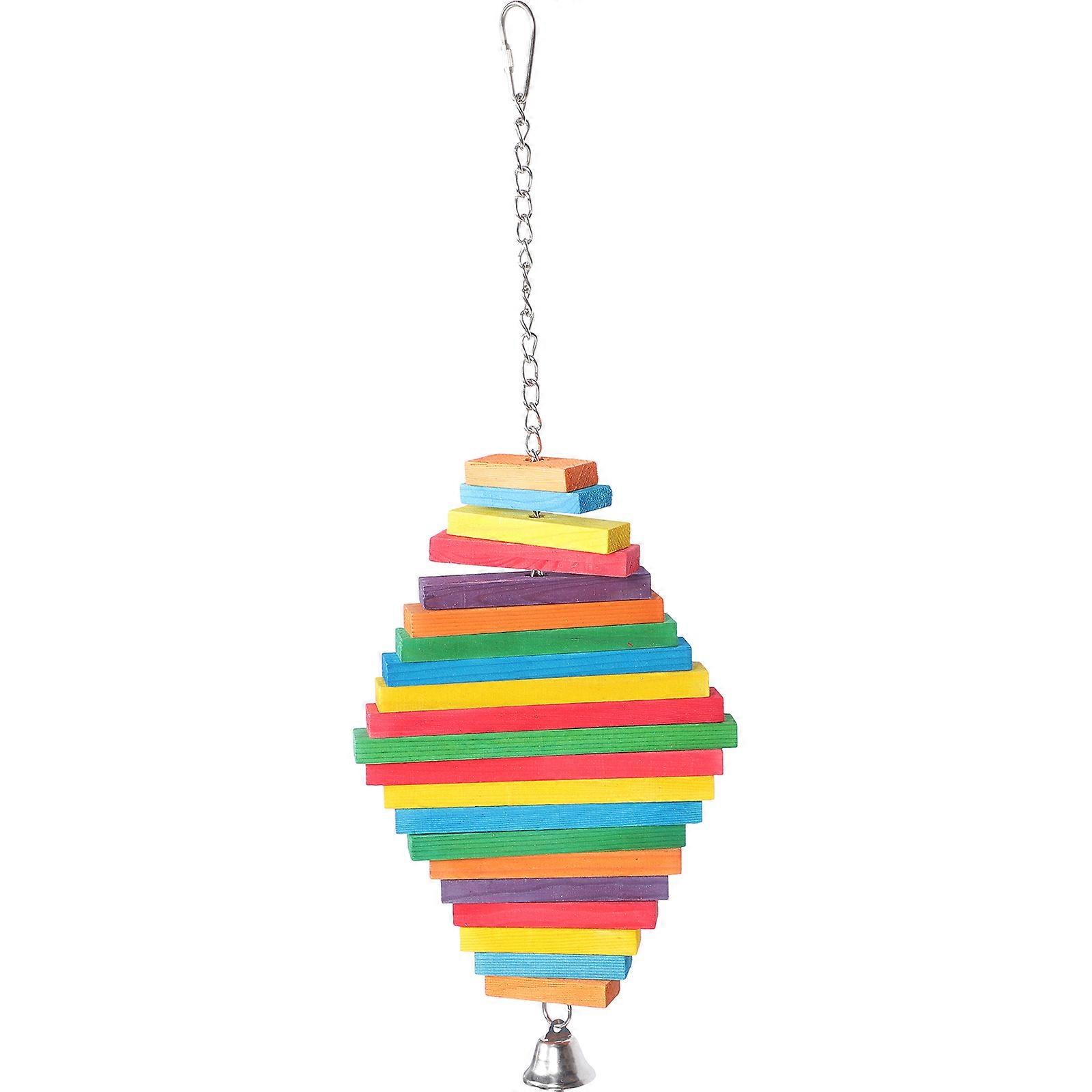 Durable Multicolored Parrot Chew Toy – Bite Resistant Wooden Bird Cage Accessory for Parakeets – Hanging Plaything for Exercise and Entertainment
