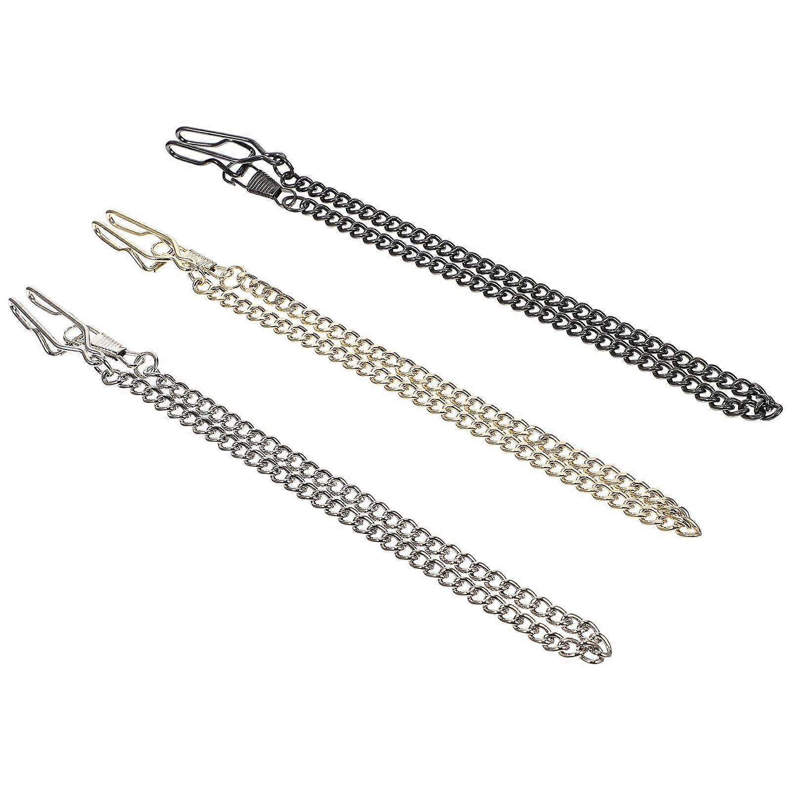 3pcs Pocket Watch Chain Multi-use Iron Chain for Pants Decorative Accessories with Proper Length