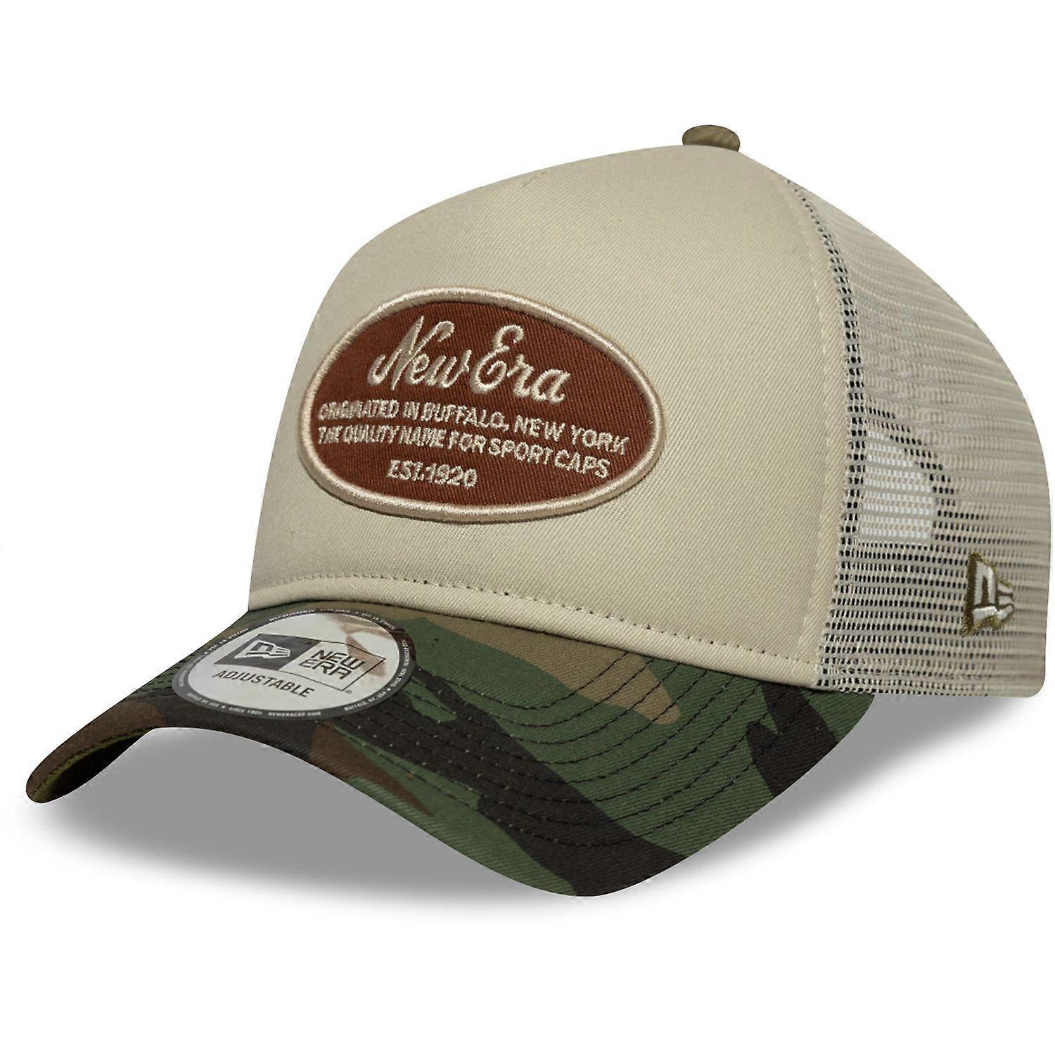 New Era A 型框架卡车司机帽 - RETRO BRAND PATCH 米色迷彩