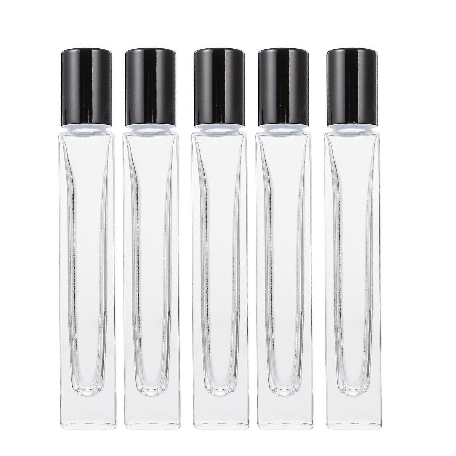 5pcs Black Glass Roller Bottles 10ml Leakproof for Essential Oils Travel Friendly