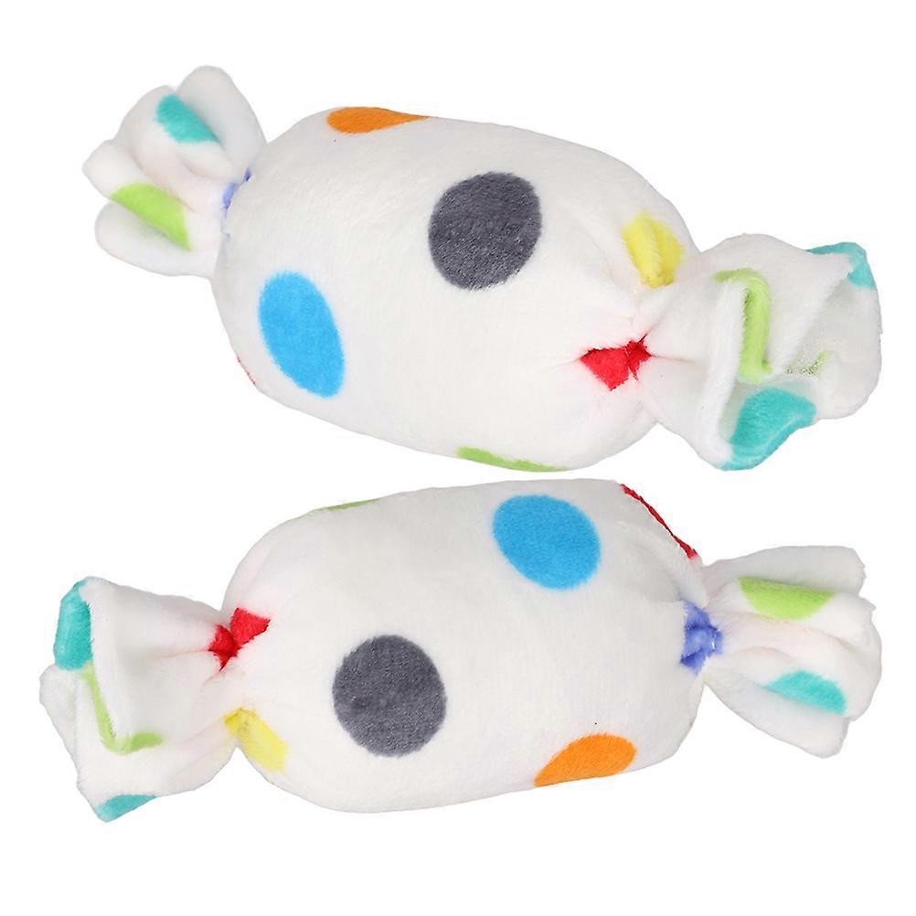 Interactive Squeaky Toy 2Pcs Soft Chewing Tool For Dogs Entertainment Multi Colored Candy Shaped Design