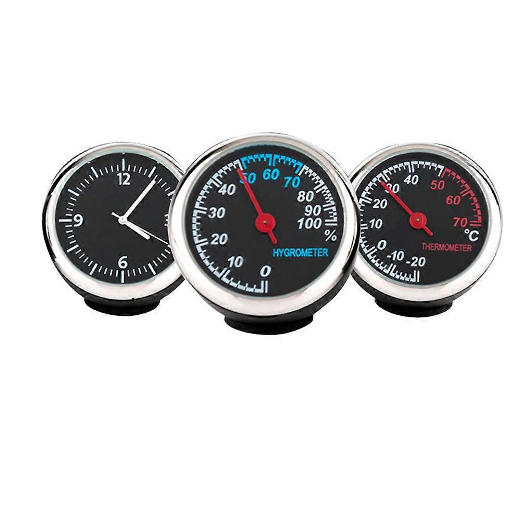 Car Clock Accessory Backlit Time Display Thermometer 4cm Diameter Round Shape 1Pcs