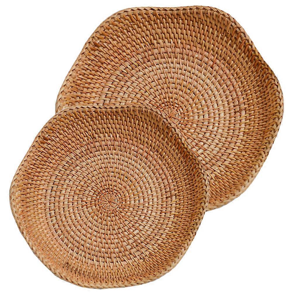 Wicker Woven Fruit Basket 2Pcs Rustic Style Decorative Storage Solution For Home Organization Occasions