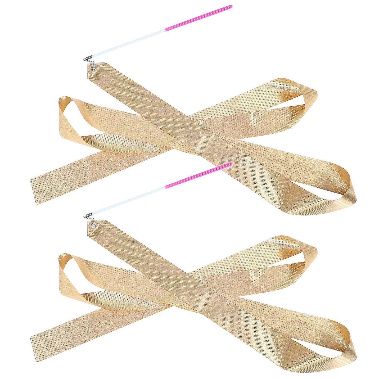 Rhythmic Gymnastics Ribbon Stick For Kids Made Of Silk Material Suitable For Playtime And Team Training 2Pcs