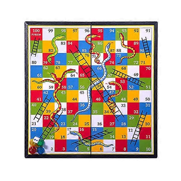 Snakes and Ladders Wooden Board Game Ideal for 2-6 Players Suitable for Ages 3+