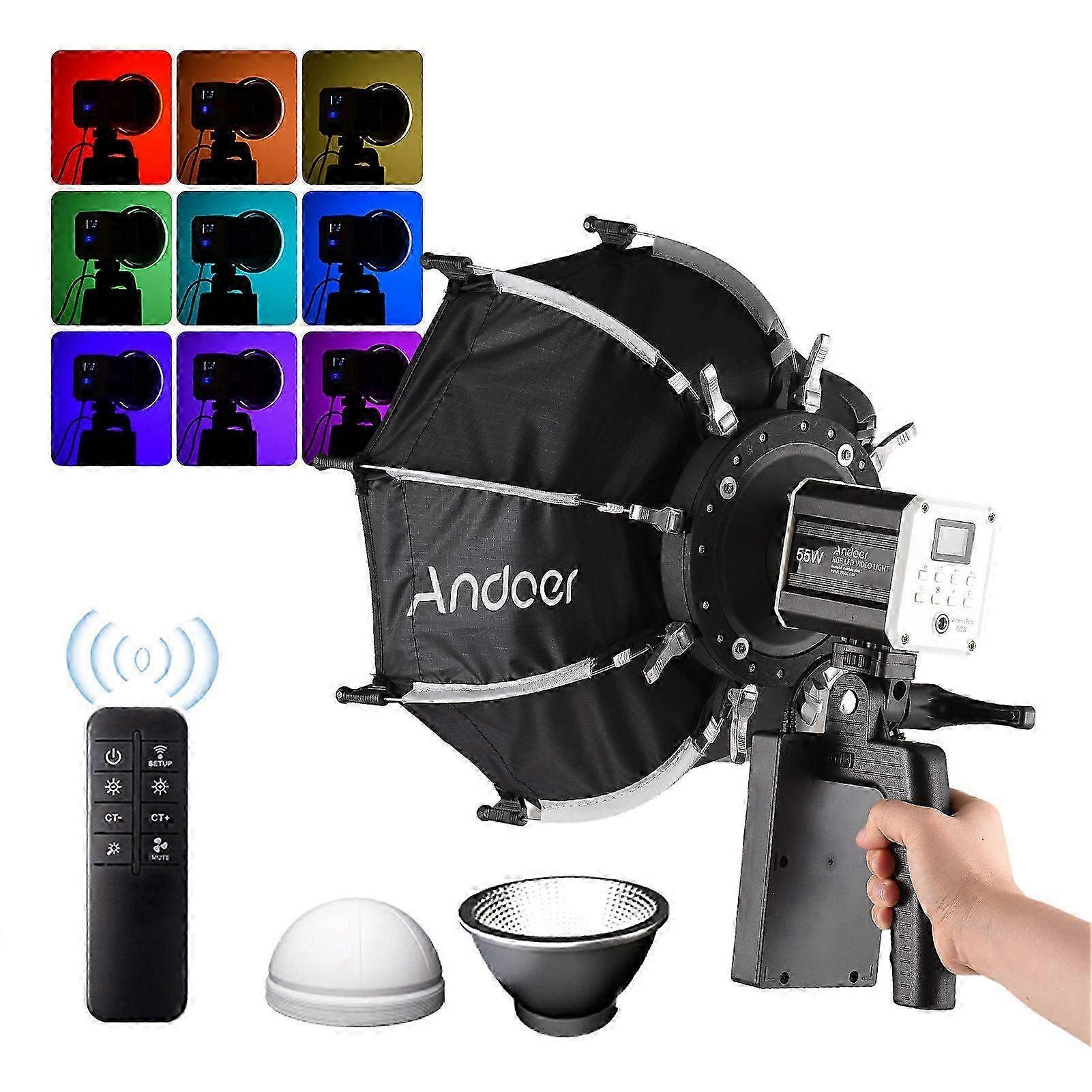Portable 55W RGB Video Light with COB Technology - Dimmable Photography Light 2800K-6800K for Creative Lighting Solutions
