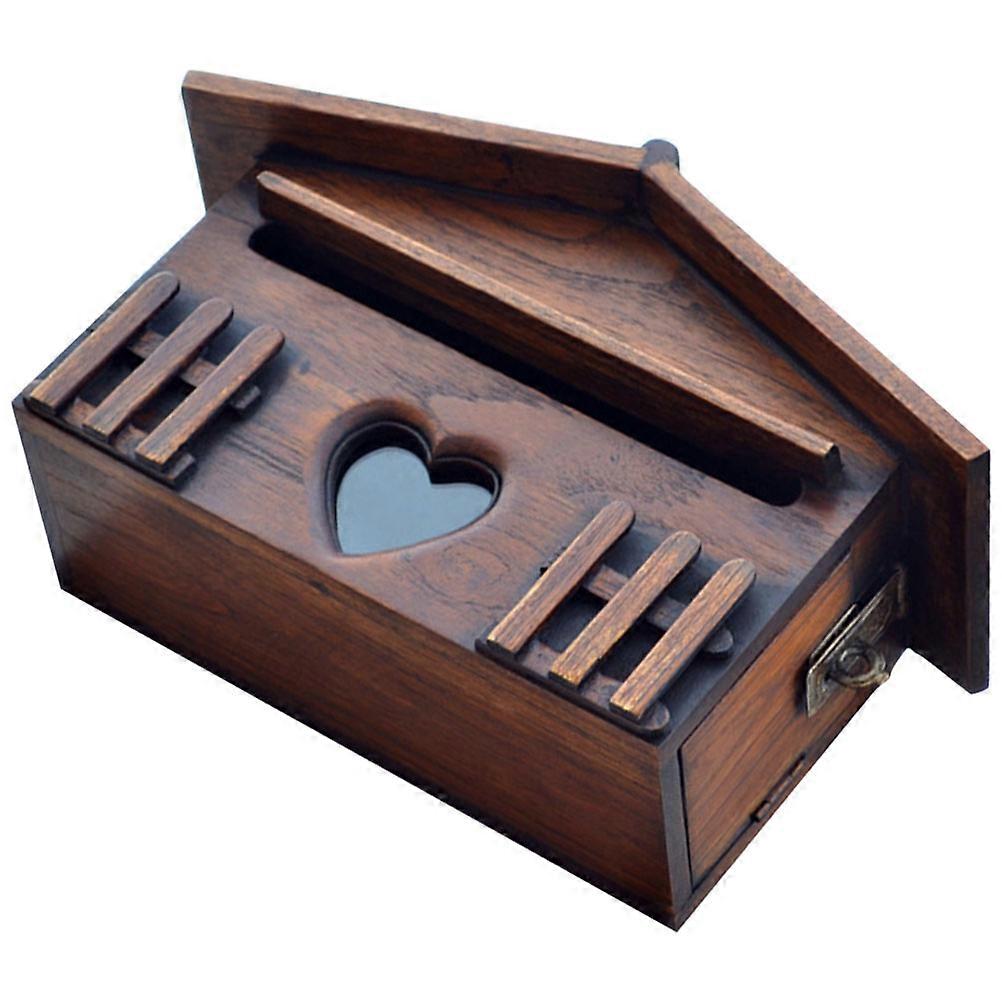 Wooden Suggestion Box for Storage Light Brown Large Size Fits Envelopes Documents