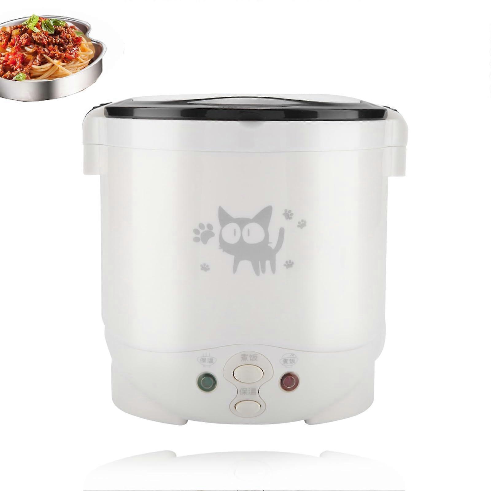 Small Rice Cooker, Portable Multifunctional Rice Cooker, Automatic 12V Electric Lunch Box on Saucepan for Car Travel, Camping (White)