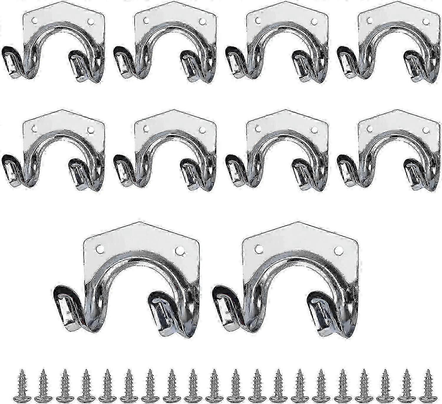 10 Pcs Double Hooks Tool Wall Mount Tool Holder Tool Hooks Garage Tool Hooks With 20 Screw