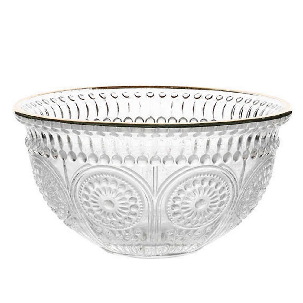 Retro Embossed Glass Bowl for Desserts Salads Snacks Creative Food Serving Bowl with Smooth Finish and Unique Design