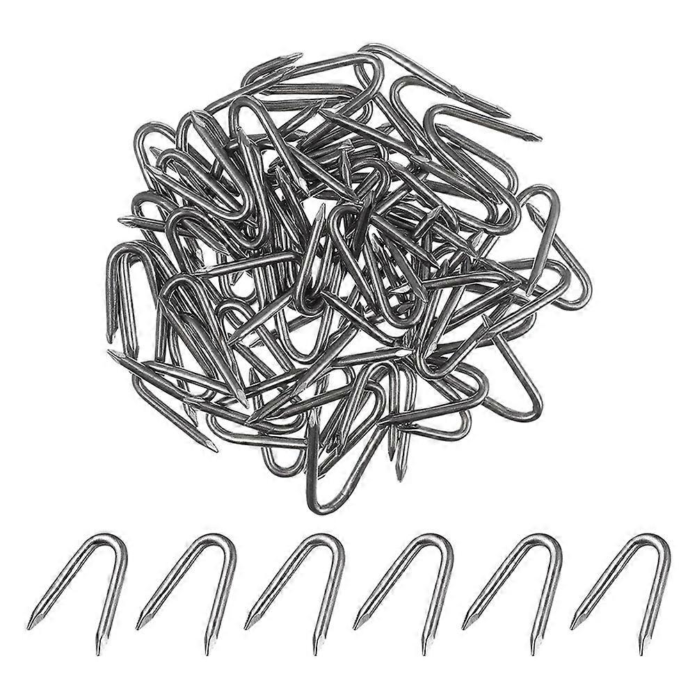 U Shaped Nails for Fixing Fences Made of Durable Iron Material Silver Color 100 Pieces