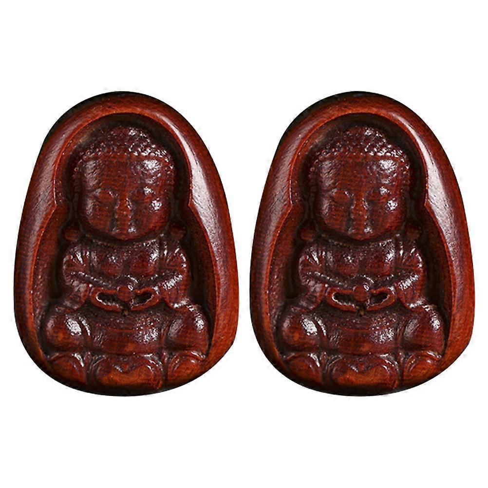 Wooden Buddha Key Pendant Keychain For Daily Use 2Pcs Decorative Accessory With Retro Style