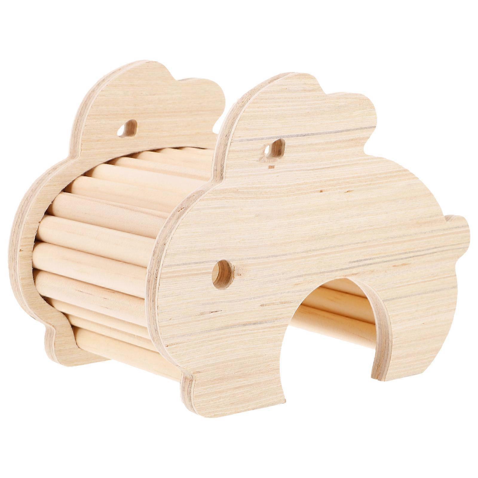 Wooden Hamster House for Small Animals Beige Safe and Light Material Wear Resistant Practical