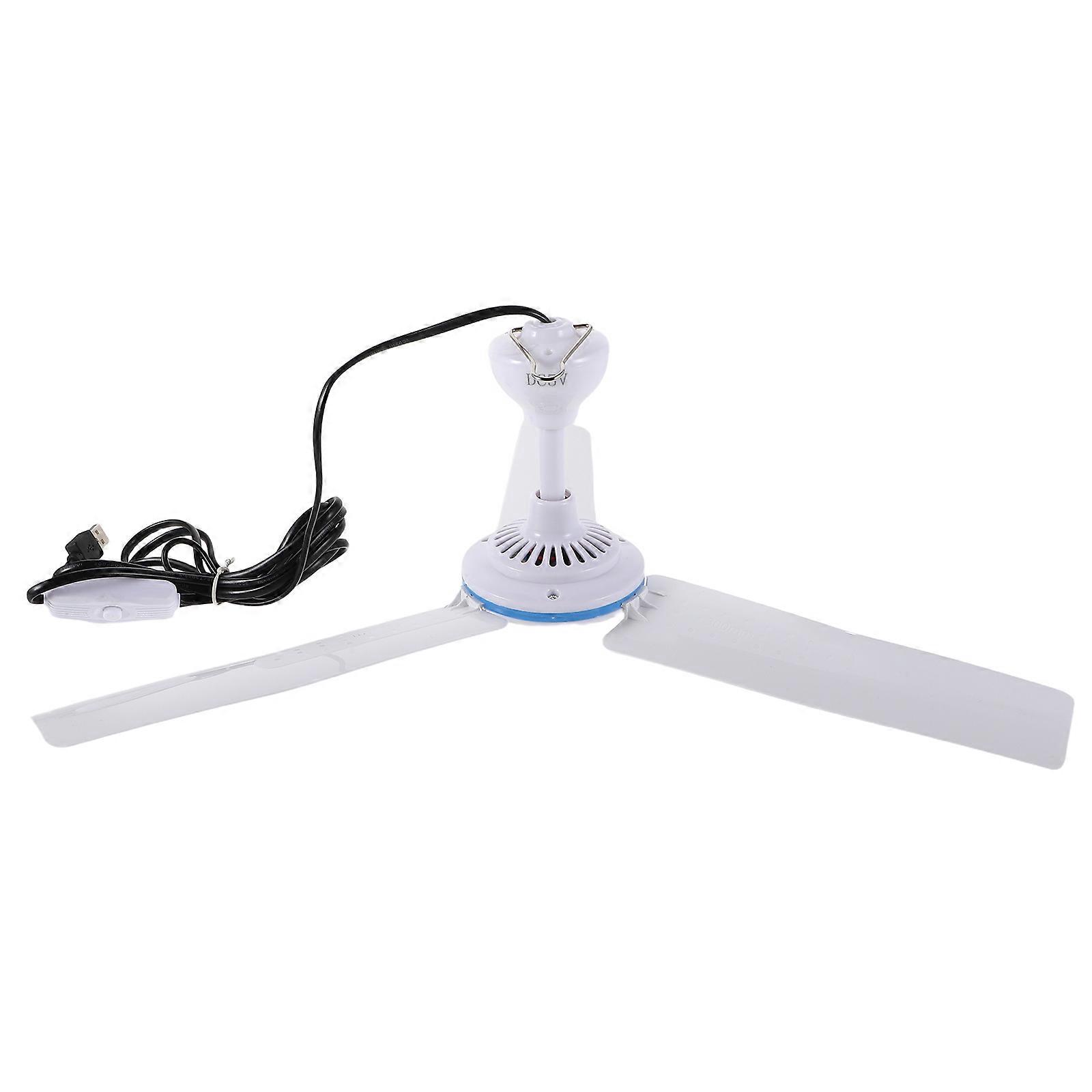 USB Powered Mini Ceiling Fan for Quiet Cooling in Rooms, Kitchens, Patios, and Camping – White