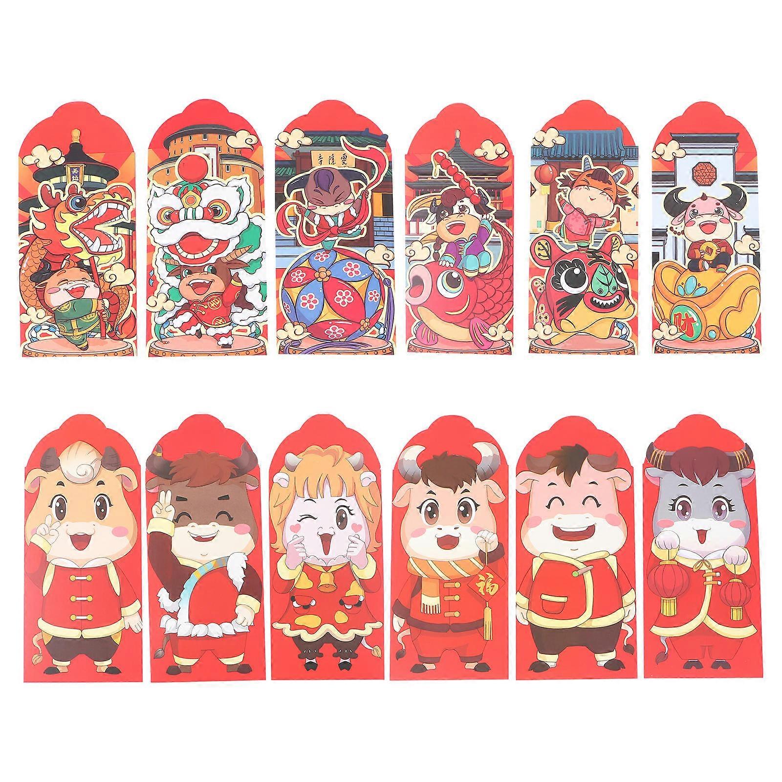 Red Packets 12Pcs 3D Shape Storage Pouch Assorted Color Ideal For Weddings And Birthdays