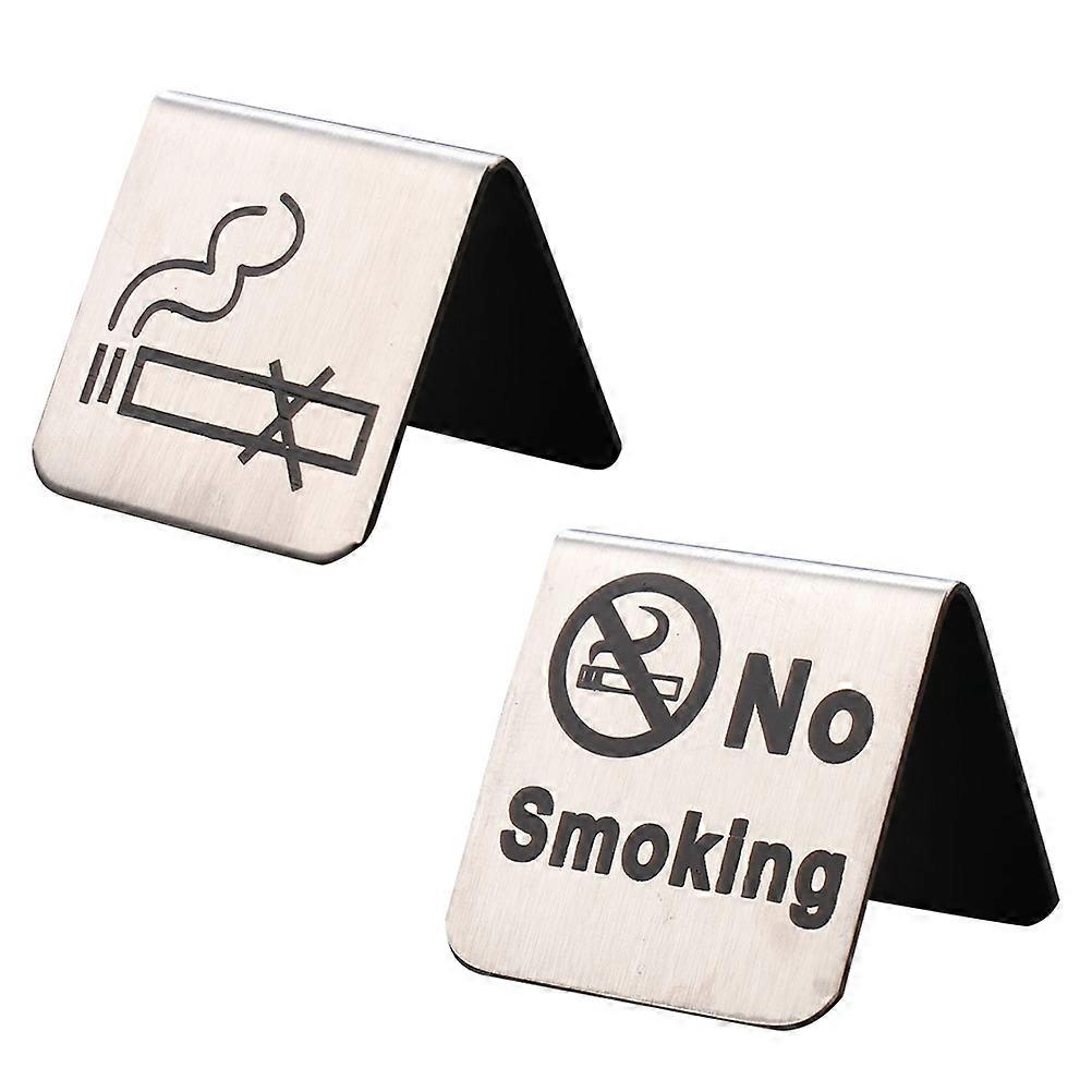 2Pcs No Smoking Indication Signs Square Shape Stainless Steel for Office Home Conference Clear Design