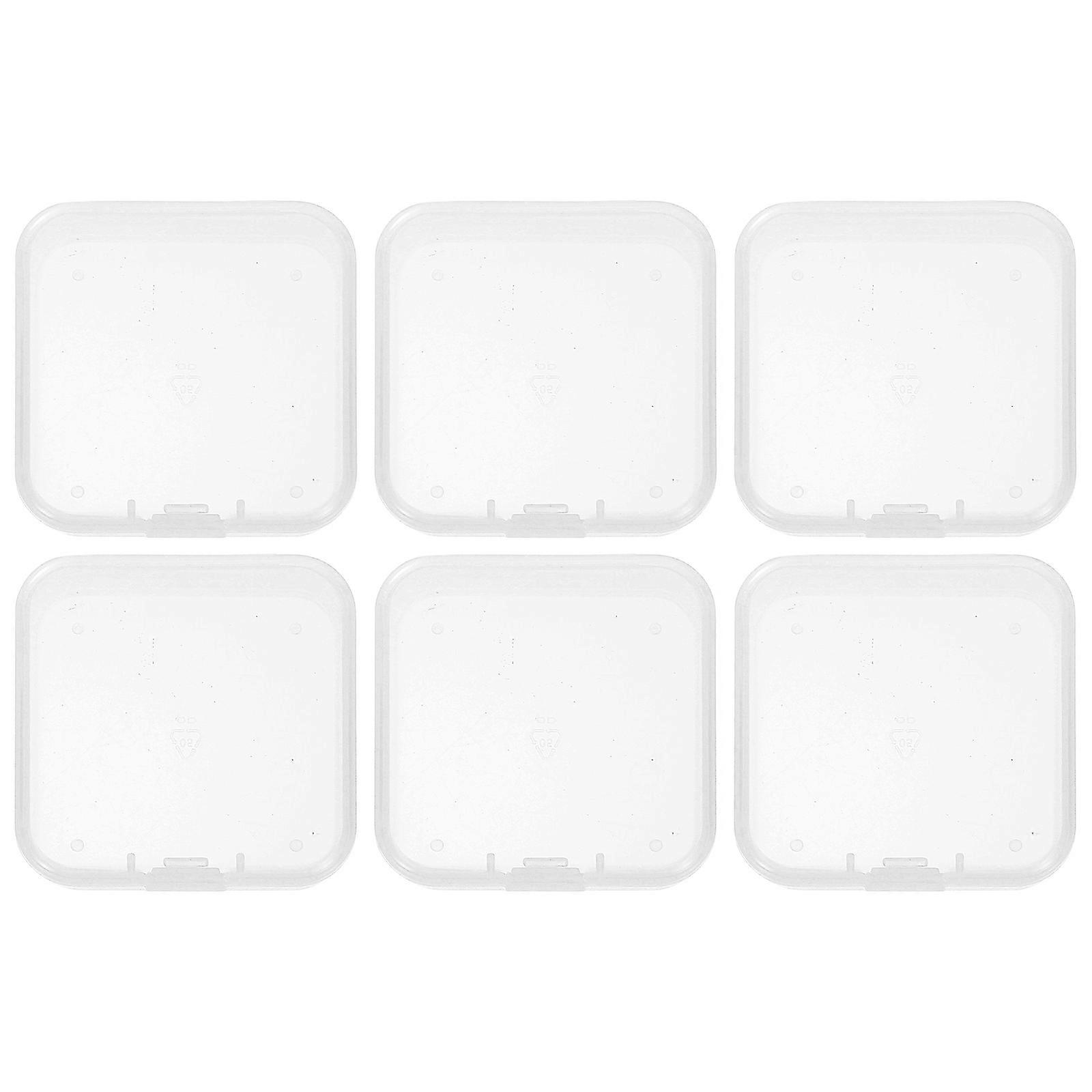 Transparent Storage Box 7.4X7.4X2.5cm Square Parts Containers for Carrying 6Pcs