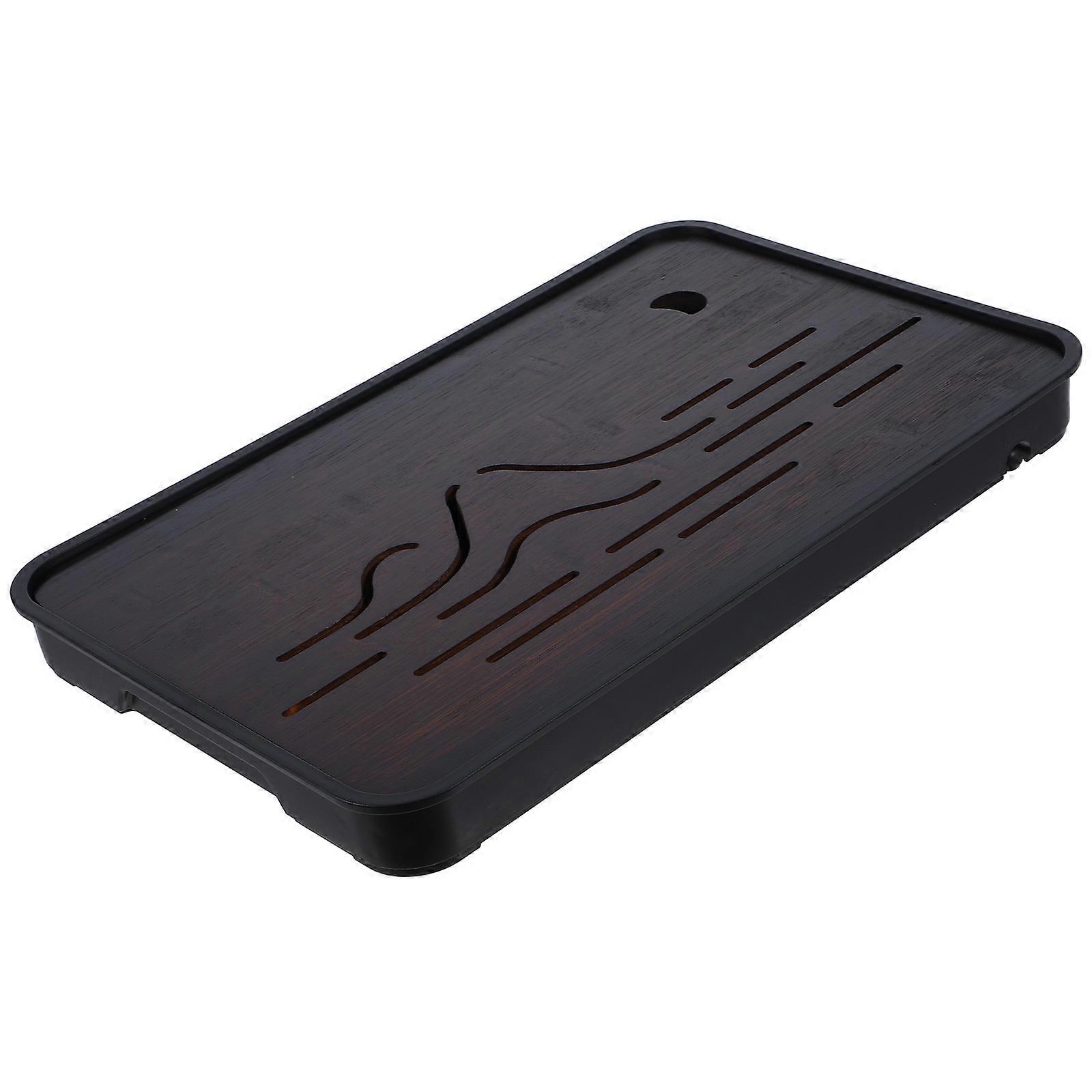 Bamboo Tea Tray Rectangular Serving Tray for Office Hotel Household 2pcs
