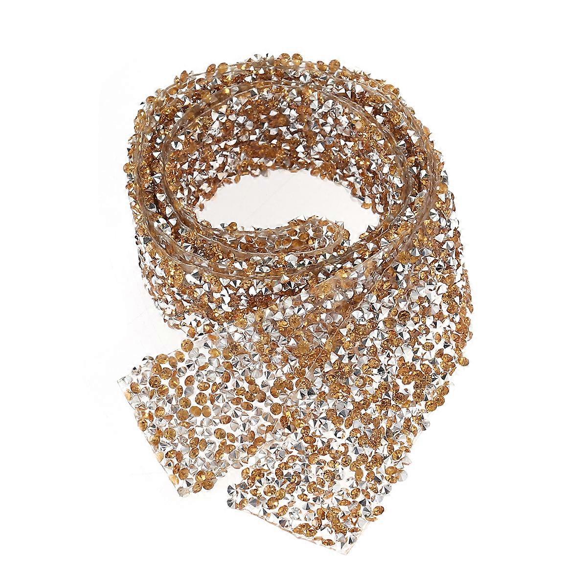Golden Resin Rhinestone Chain Belt for Decorative Use Adds Sparkle to Dress Handbags and More 1 Yard