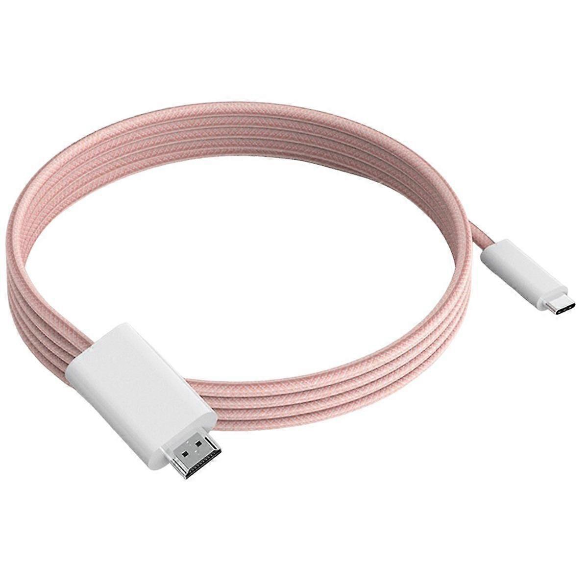 Type C to -Compatible High Definition Converter Cable 1.8M 4K60Hz Support for Phone and Computer Pink