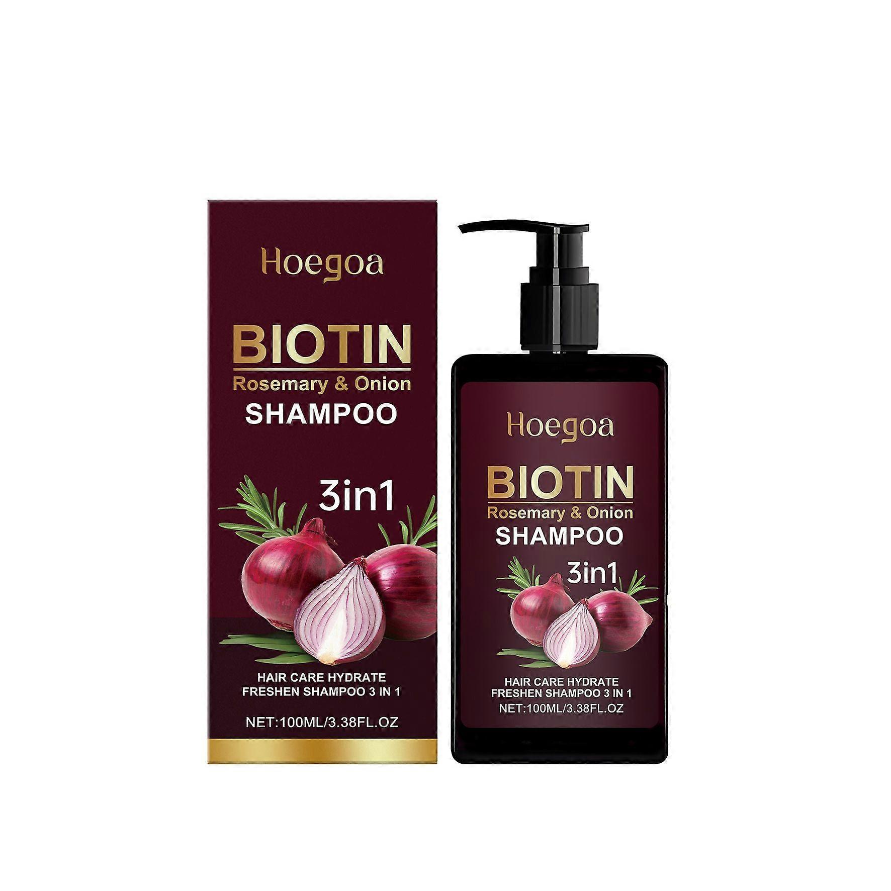 Onion Biotin and Rosemary Shampoo, Onion Shampoo Moisturizing Hair Care with Onion Extract and Biotin Increase Hydration and Shine, 100ML