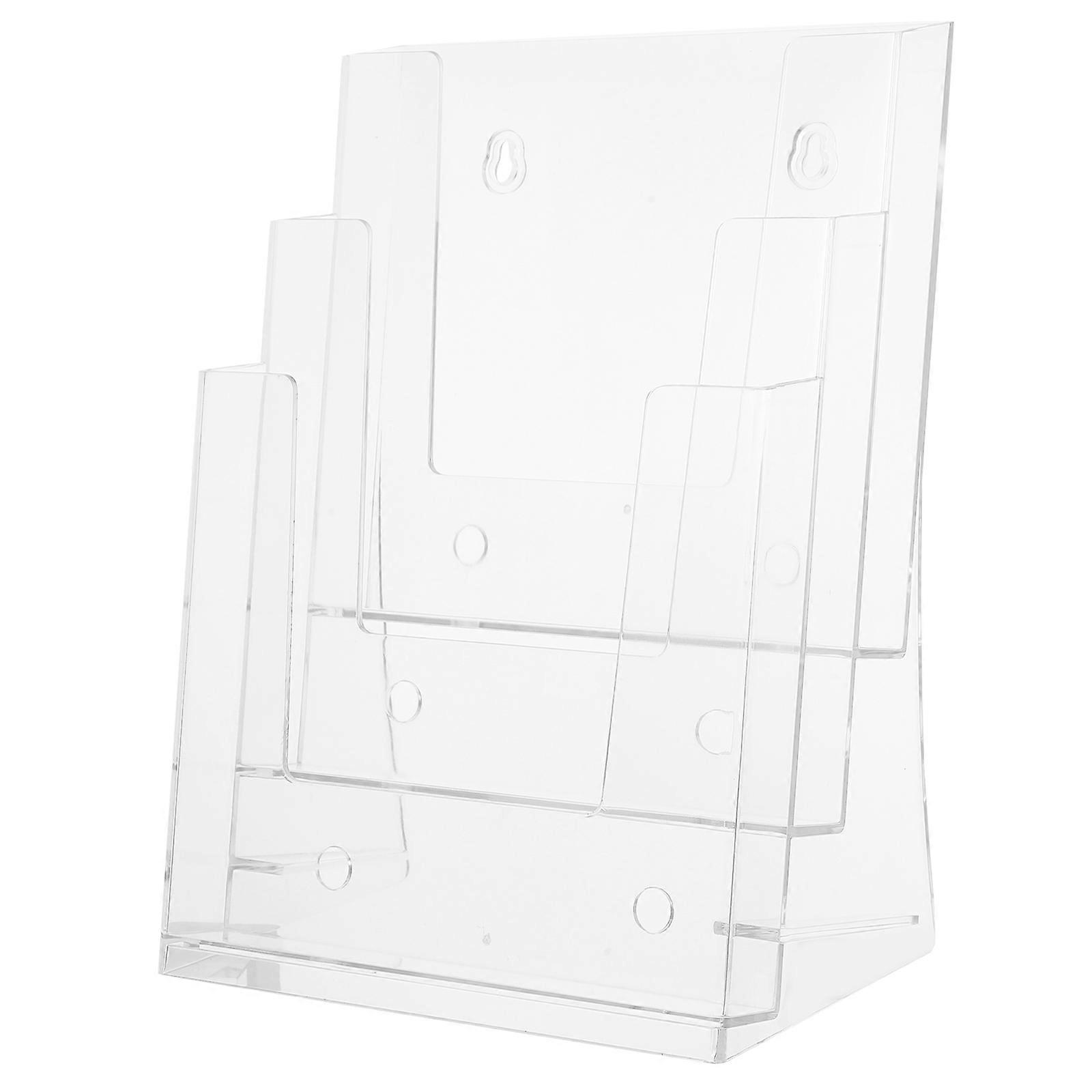 2pcs Wall Mounted Acrylic Magazine Holders A 6 Size 3 Tier Document Brochure File Organizer Storage Racks