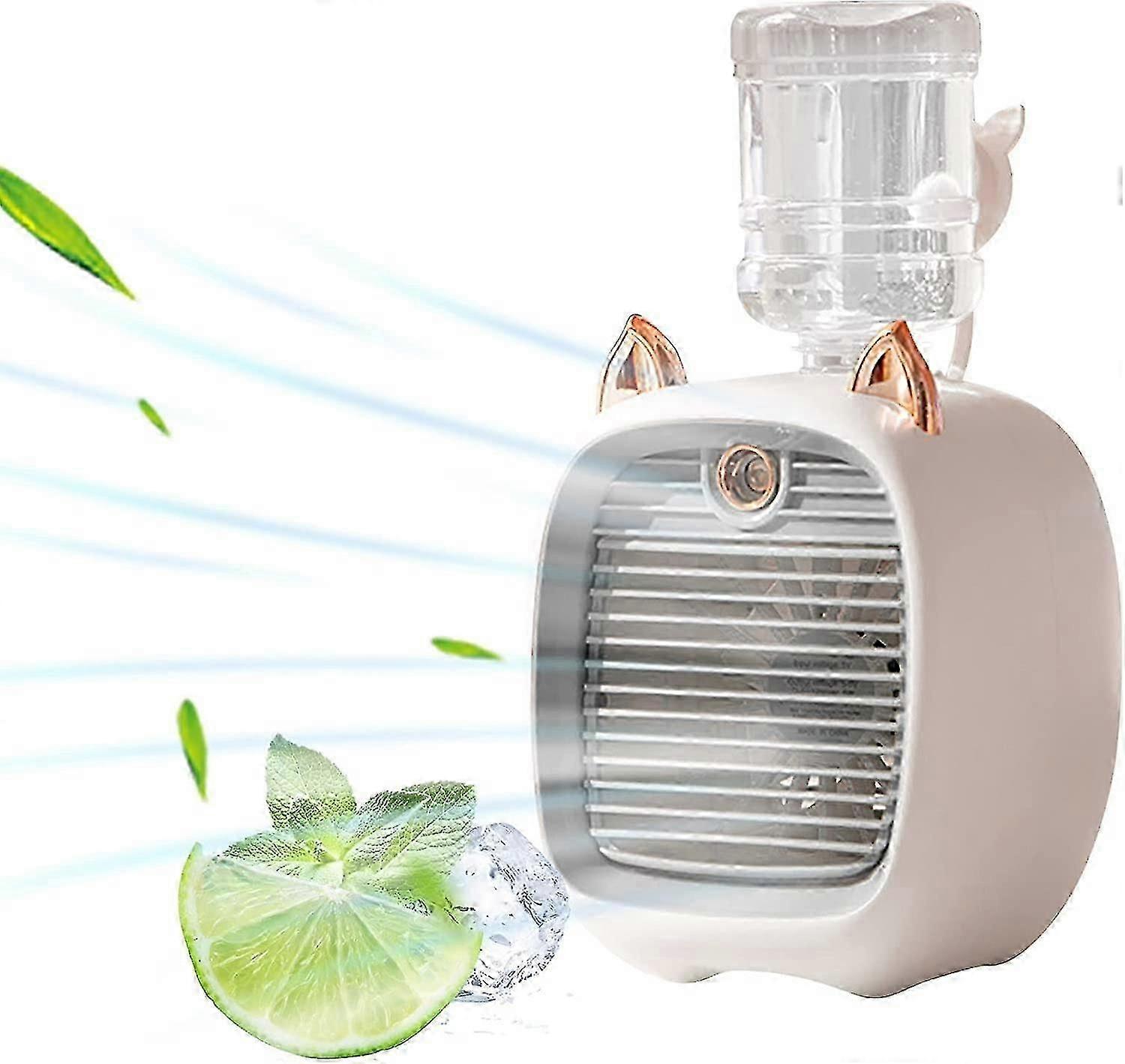 Portable Air Conditioner Fan Rechargeable Mini Desktop Air Cooler With 3 Speed Adjustable Air Speed And Humidifier