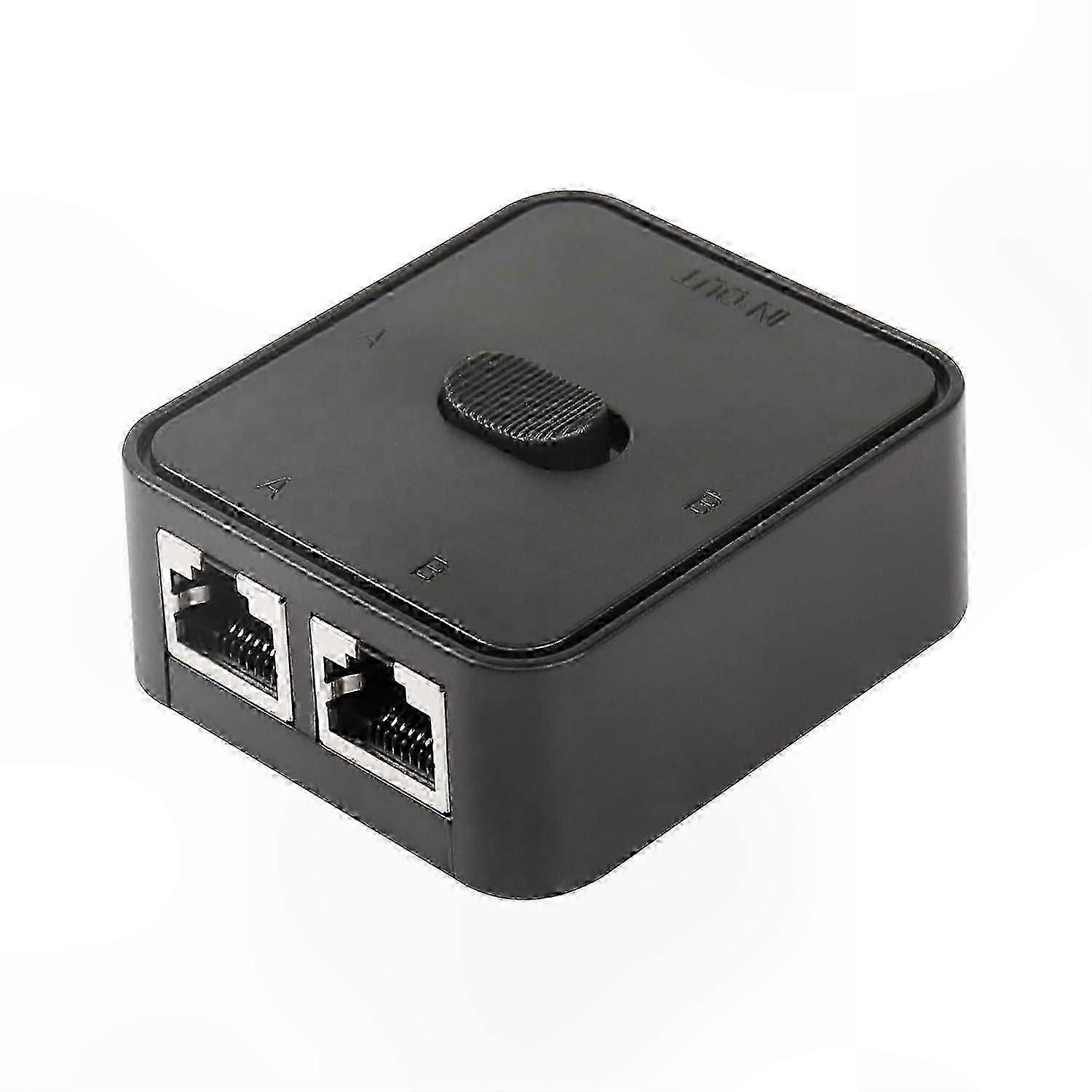 2-Port RJ45 LAN Switch, 100Mbps Network Splitter Selector, 2-in-1-Out or 1-in-2-Out Hub, Black