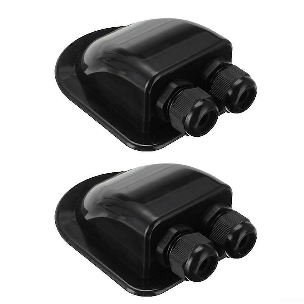Double Cable Gland Robust For Solar Installations, Easy-To-Mount ABS Junction Box For Boat And Caravan (Black)