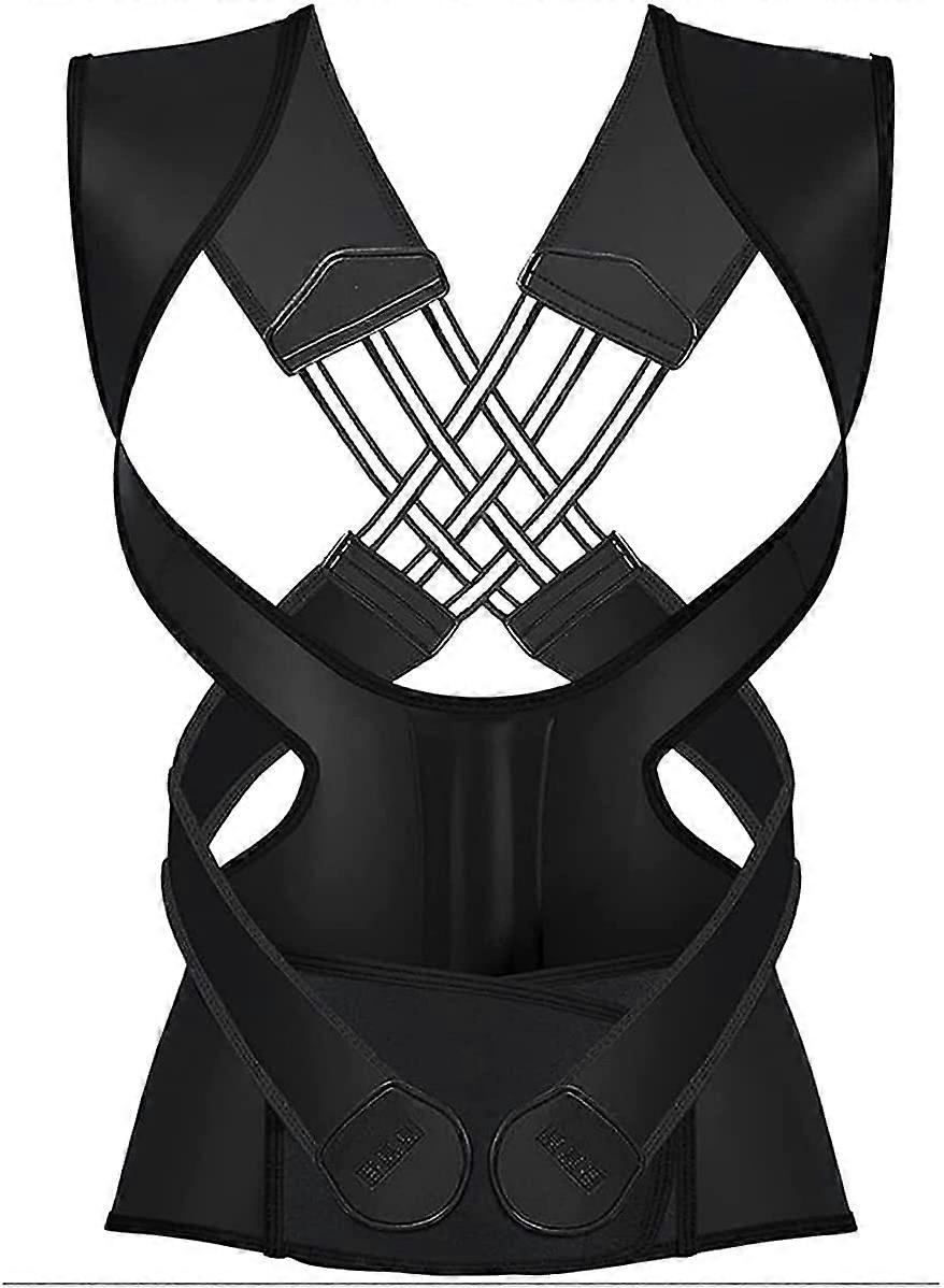 Posture Corrector, Back Brace, Posture Correction, Lower Back Pain, Scoliosis, Adjustable Comfort, Invisible Belt, Back, Hump, Kyphosis (Black, XX)